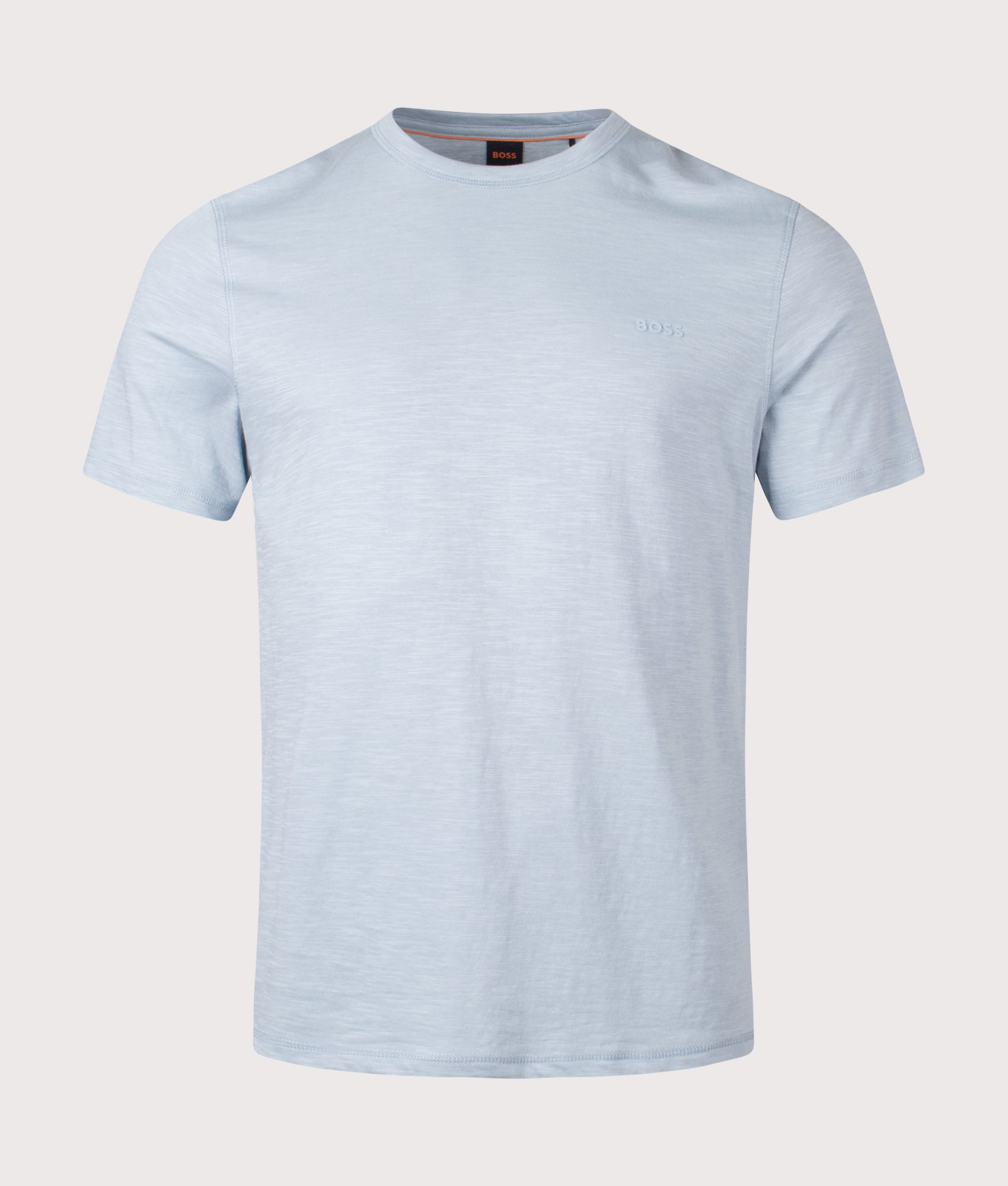 BOSS Tegood T-Shirt in Light/Pastel Blue at EQVVS Menswear. Front shot.