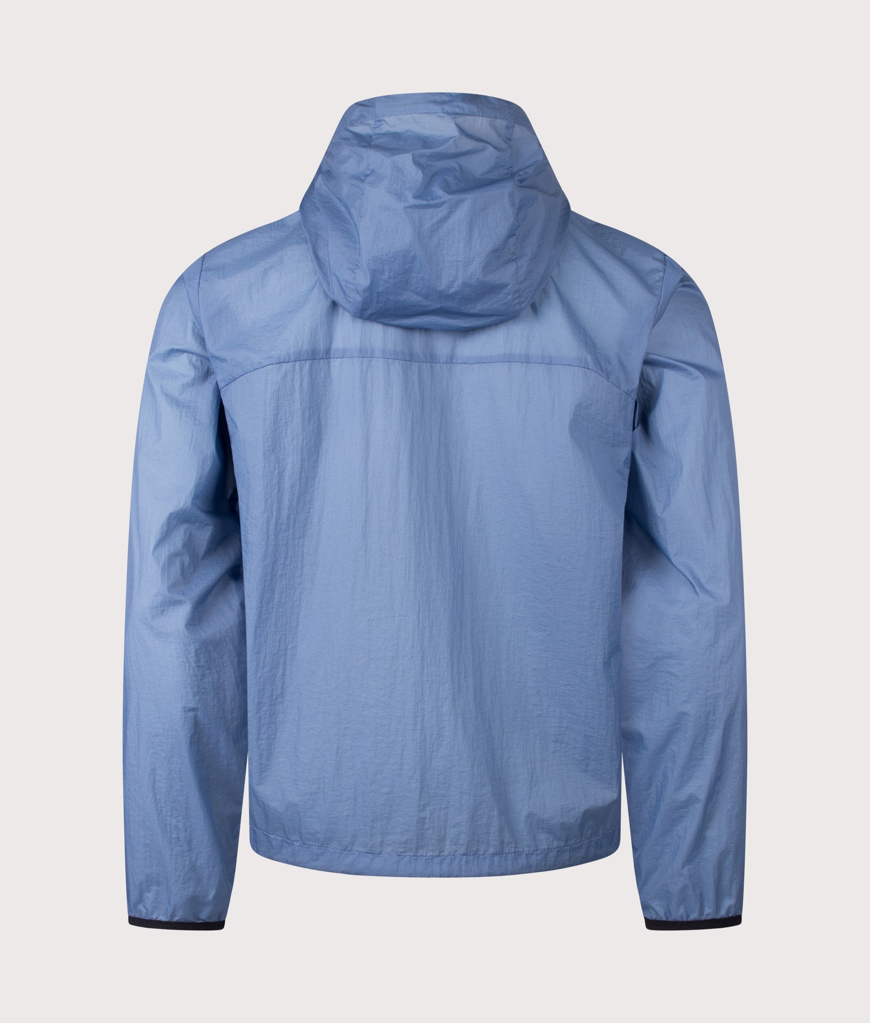 Airynix Hooded Jacket in Light/Pastel Blue by BOSS. Shot by EQVVS. Back shot.