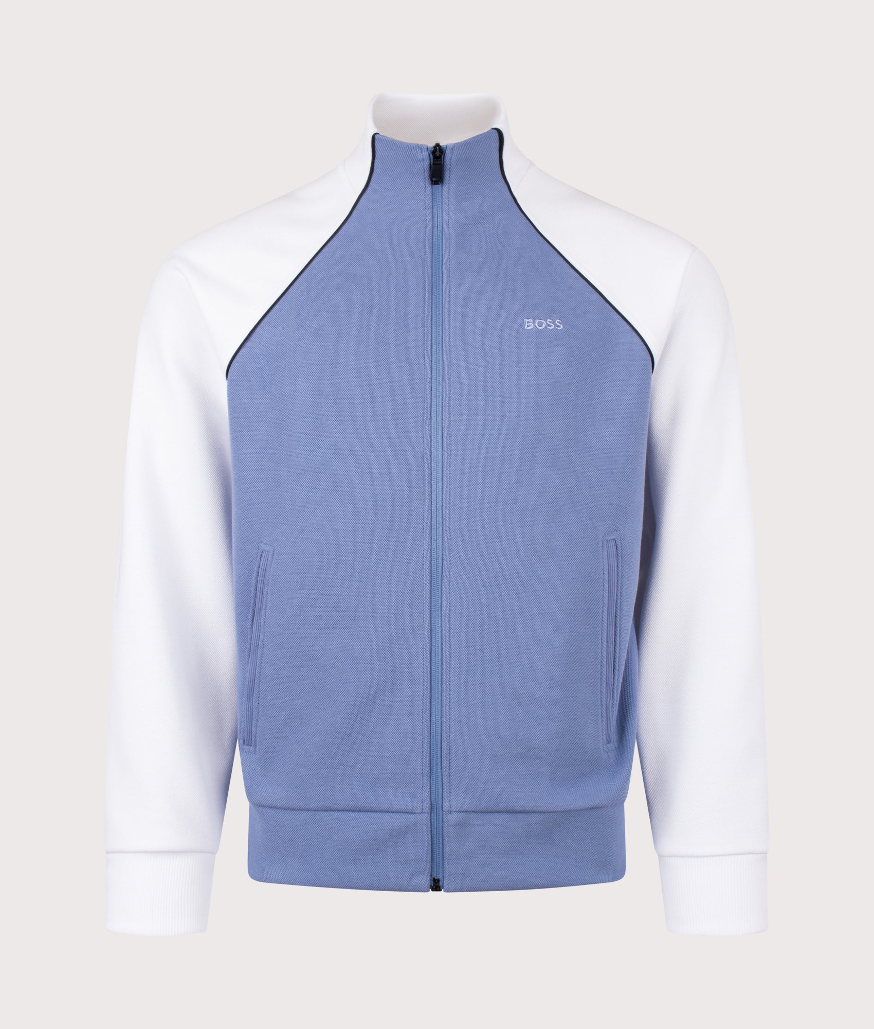 Join Skaz Track Top in Light/Pastel Blue by BOSS. Shot by EQVVS. Front shot.