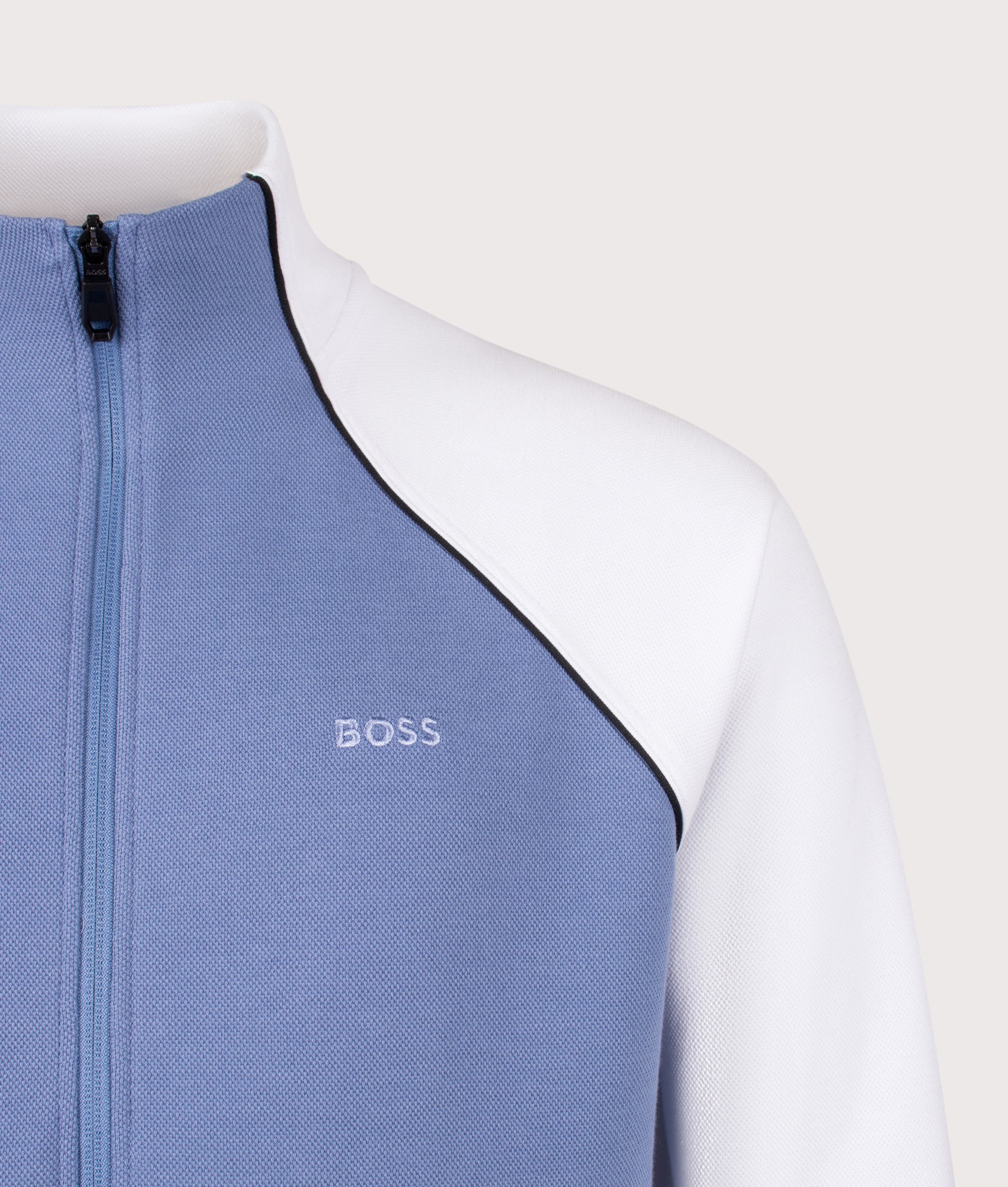 Join Skaz Track Top in Light/Pastel Blue by BOSS. Shot by EQVVS. Detail shot.