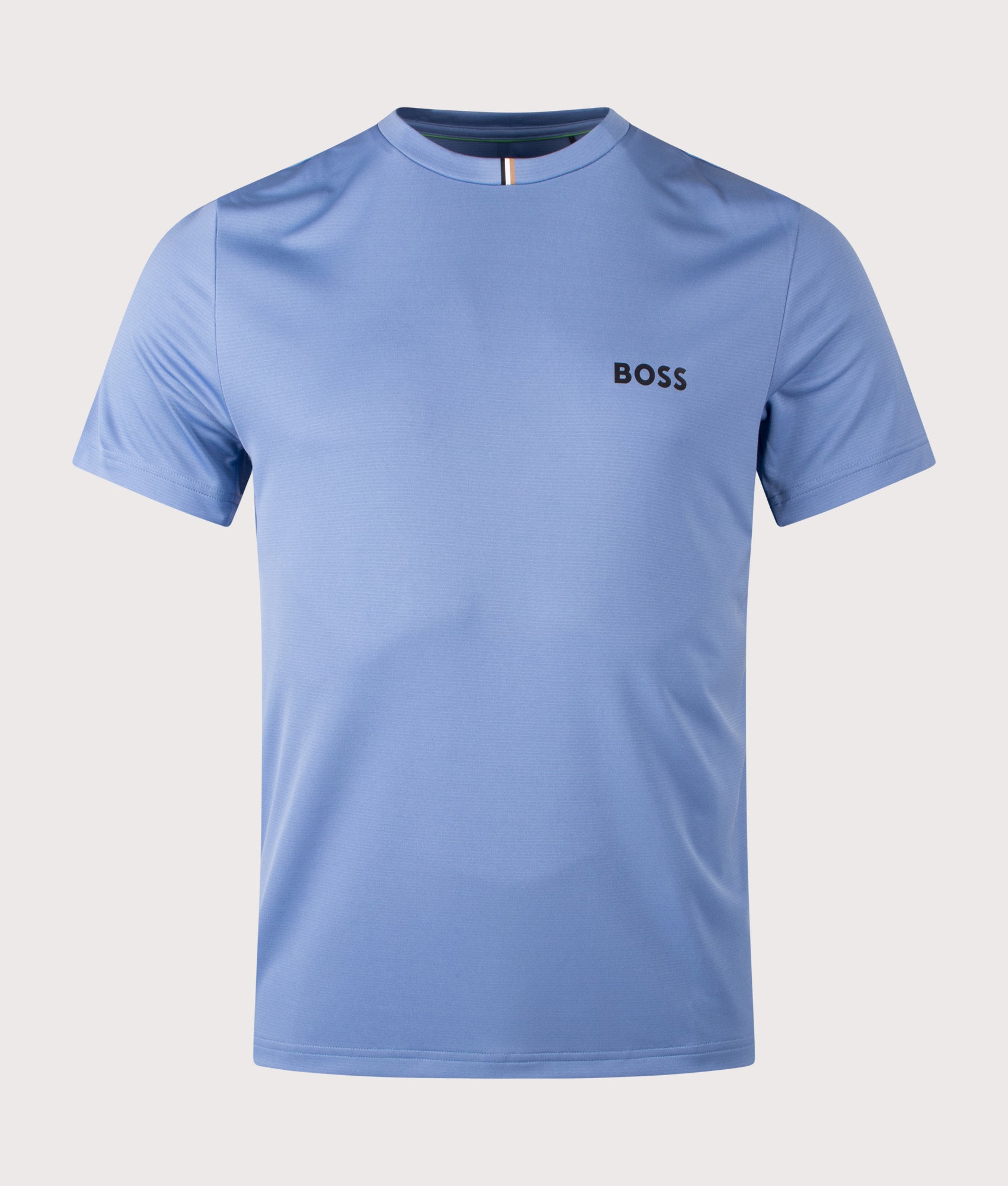 Spin Training T-Shirt in Light/Pastel Blue by BOSS. Shot by EQVVS. Front shot
