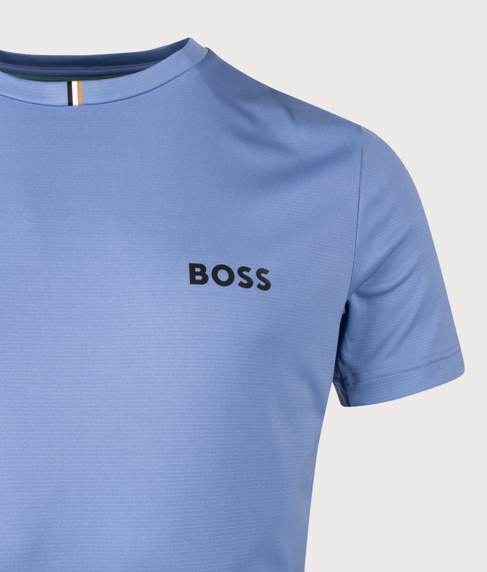 Spin Training T-Shirt in Light/Pastel Blue by BOSS. Shot by EQVVS. Detail shot