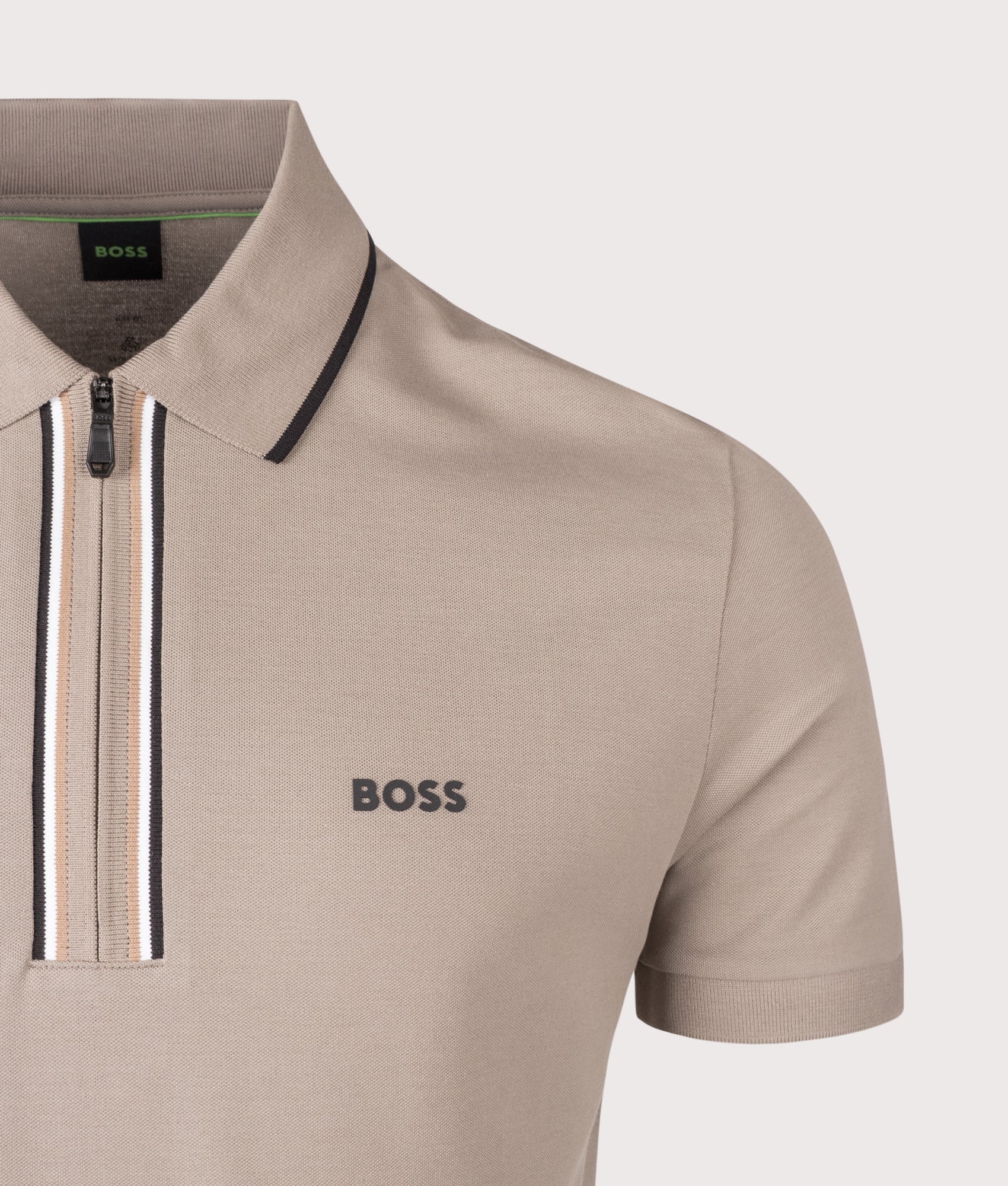 Slim Fit Philix Polo Shirt in Light/Pastel Green by BOSS. Sot by EQVVS. Detail shot