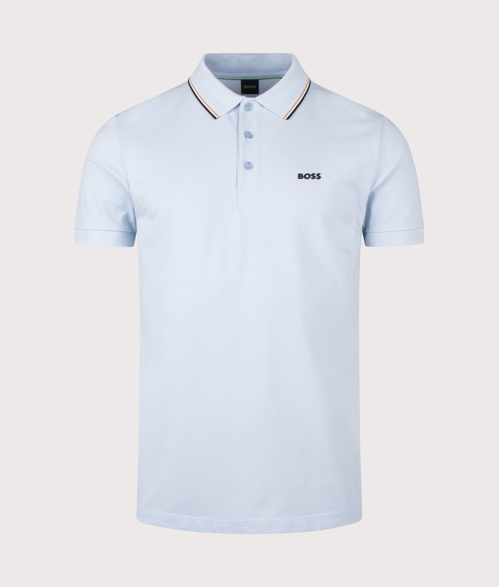 Birdie Paule Polo Shirt in Open Blue by BOS. Shot by EQVVS. Front shot.