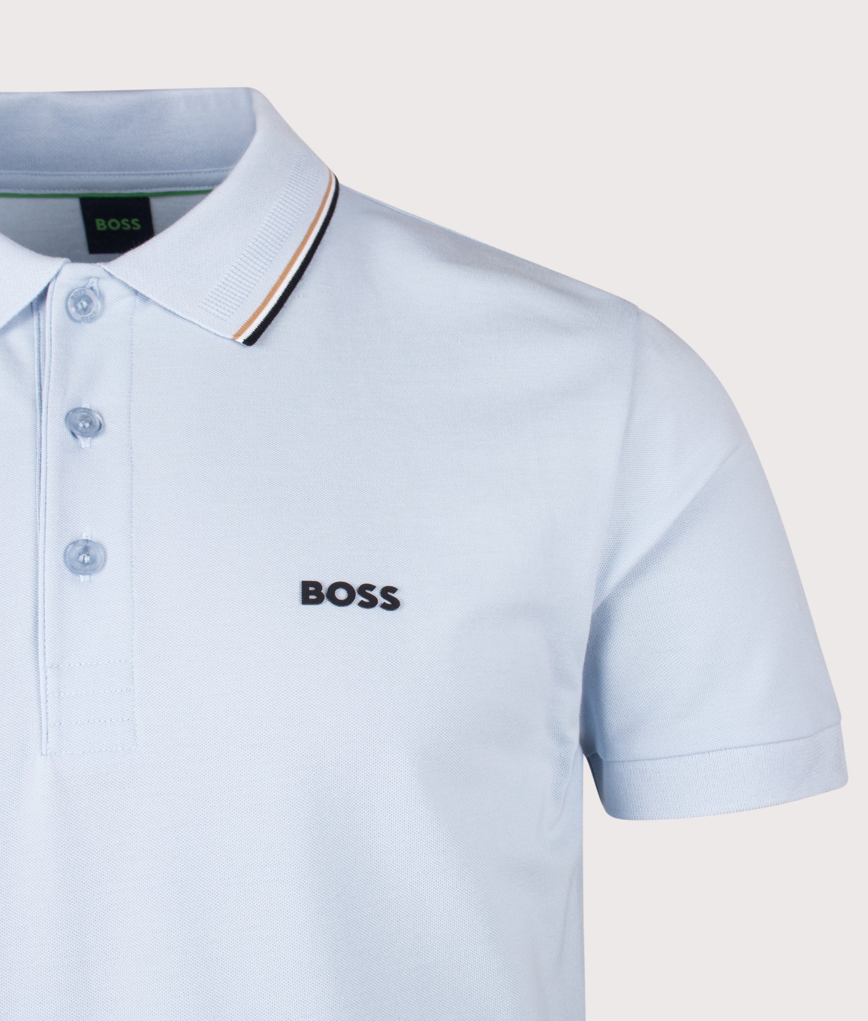 Birdie Paule Polo Shirt in Open Blue by BOS. Shot by EQVVS. Detail shot.