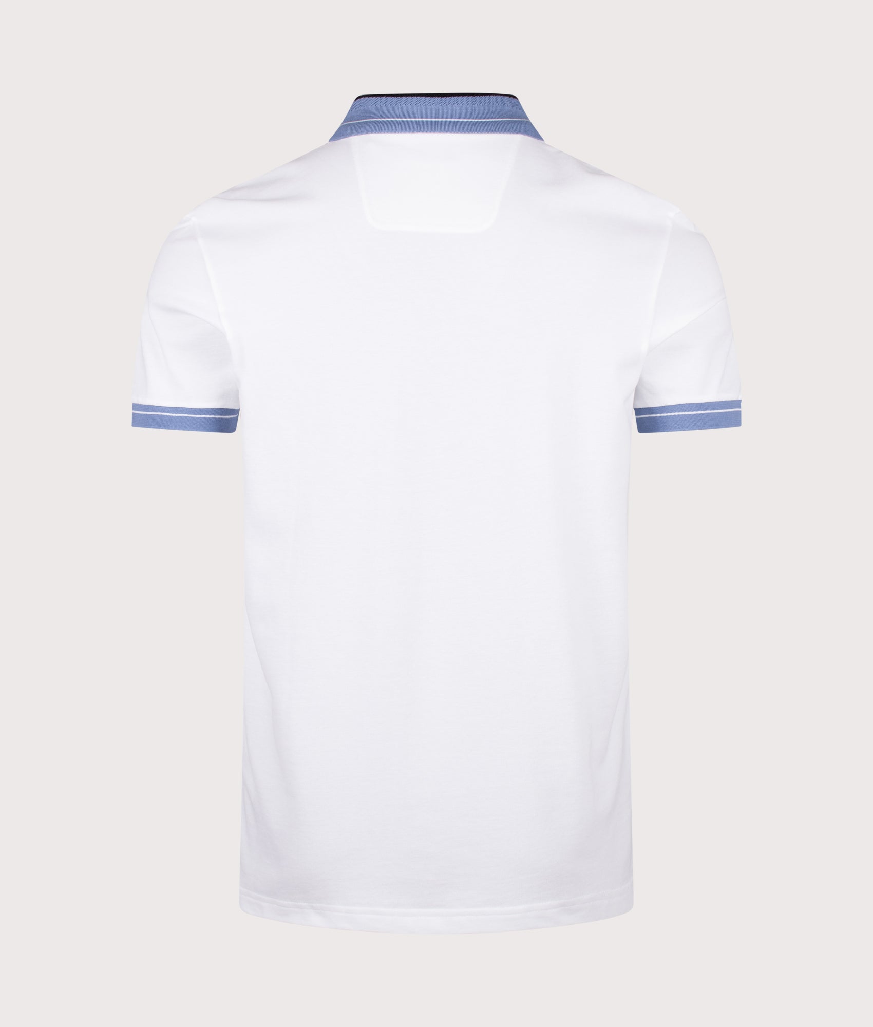 Member Polo Shirt in White by BOSS. Shot by EQVVS. Back shot.