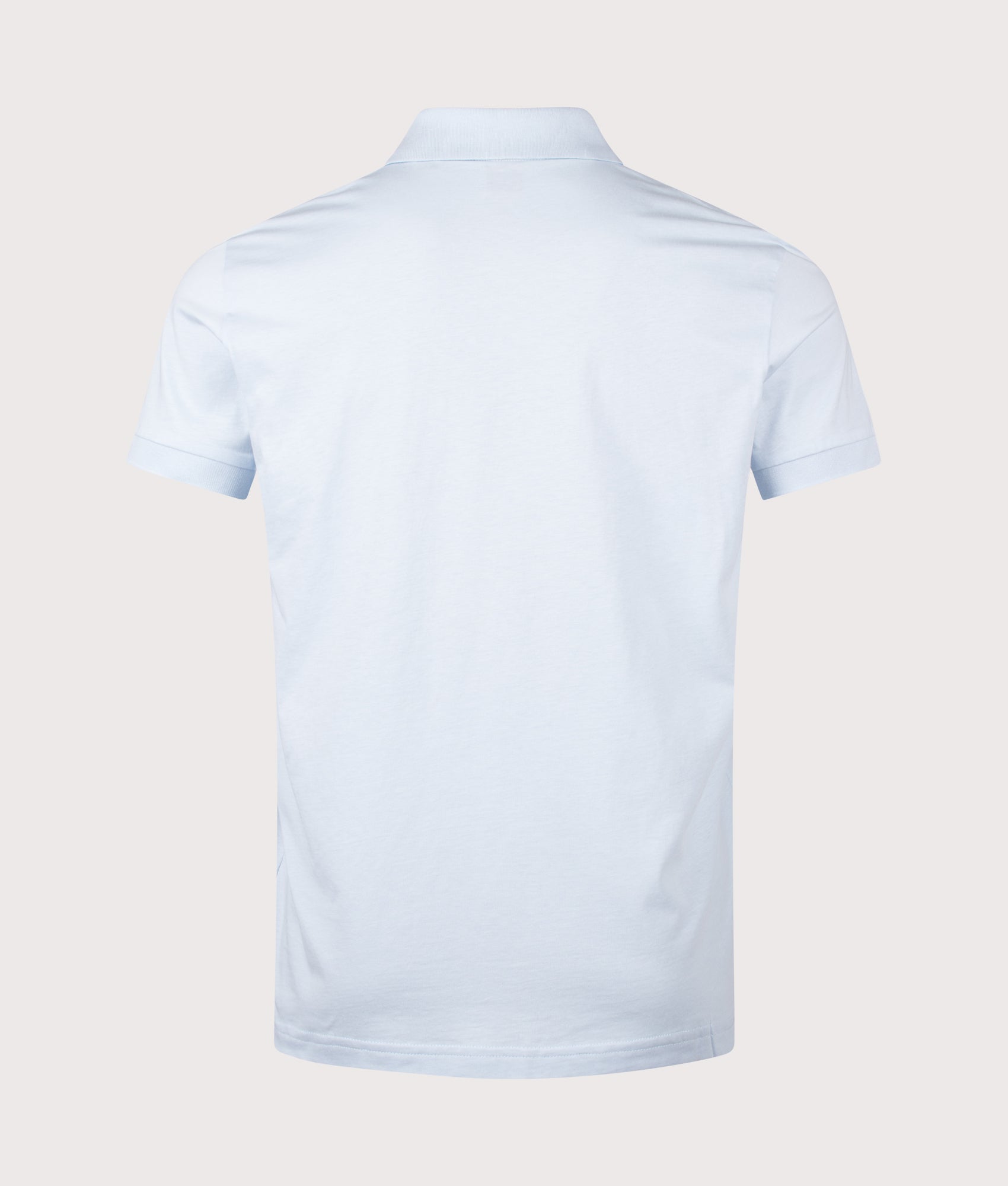 Birdie 1 Polo Shirt in Open Blue by BOSS. Shot b EQVVS. Back shot.