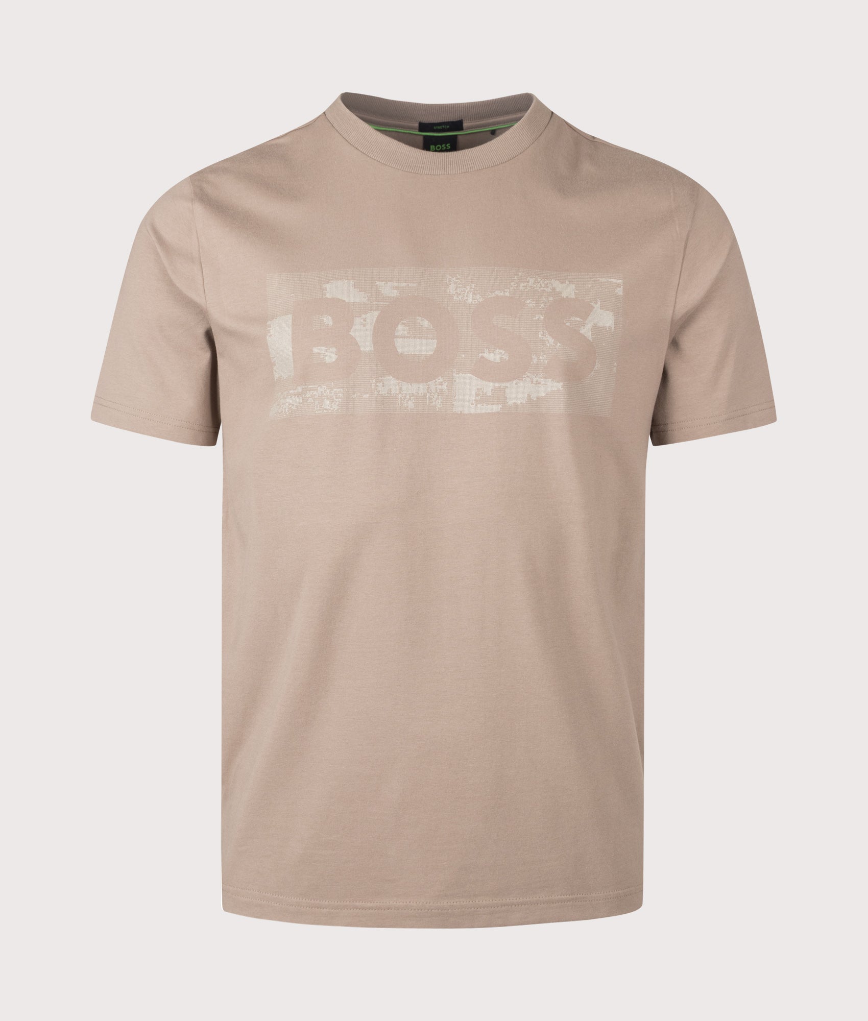 Globe Logo Pattern T-Shirt in Light/Pastel Green by BOSS. Shot by EQVVS. Front shot.