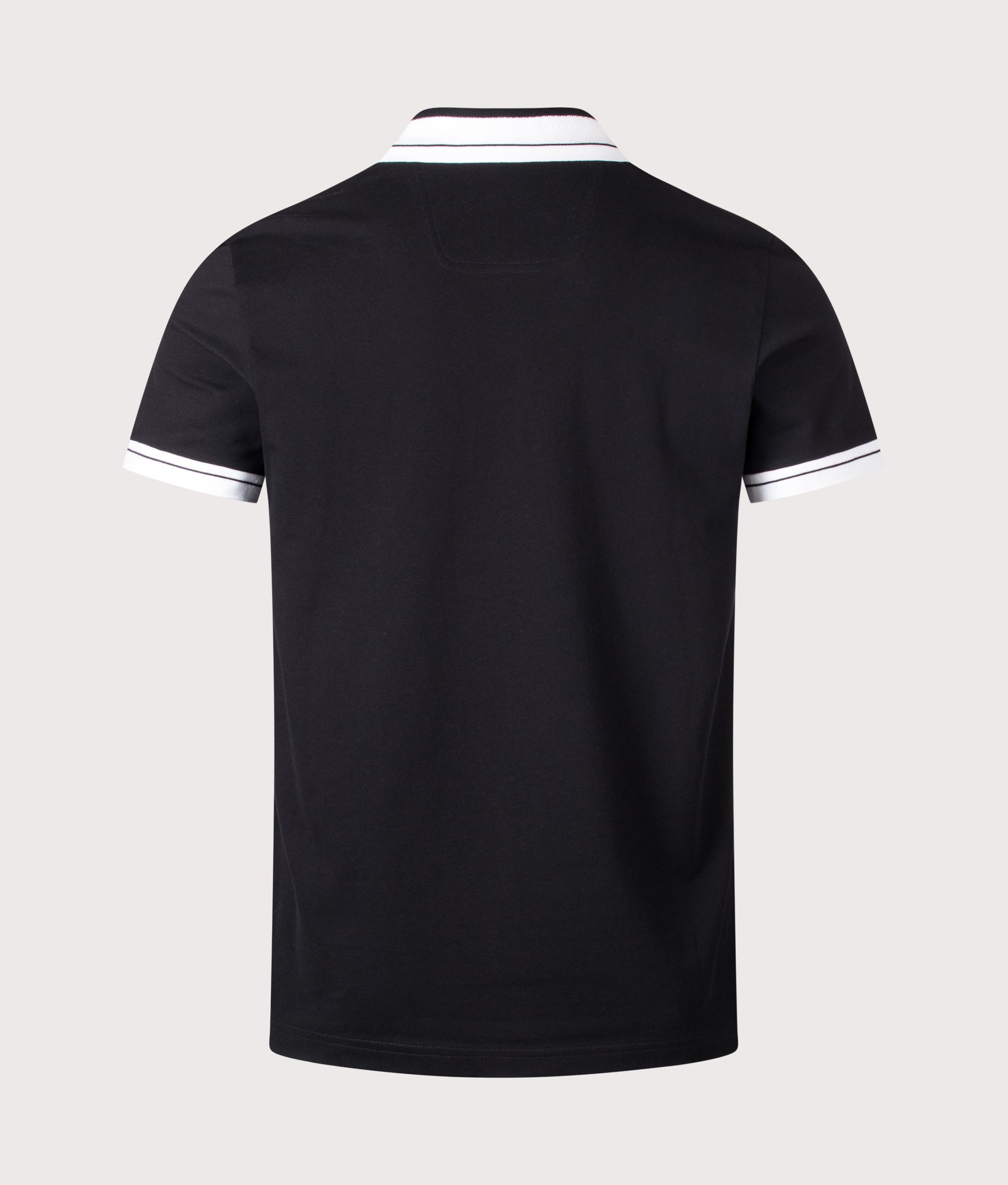 BOSS Regular Fit Member Polo Shirt in Black at EQVVS Menswear. Back shot.