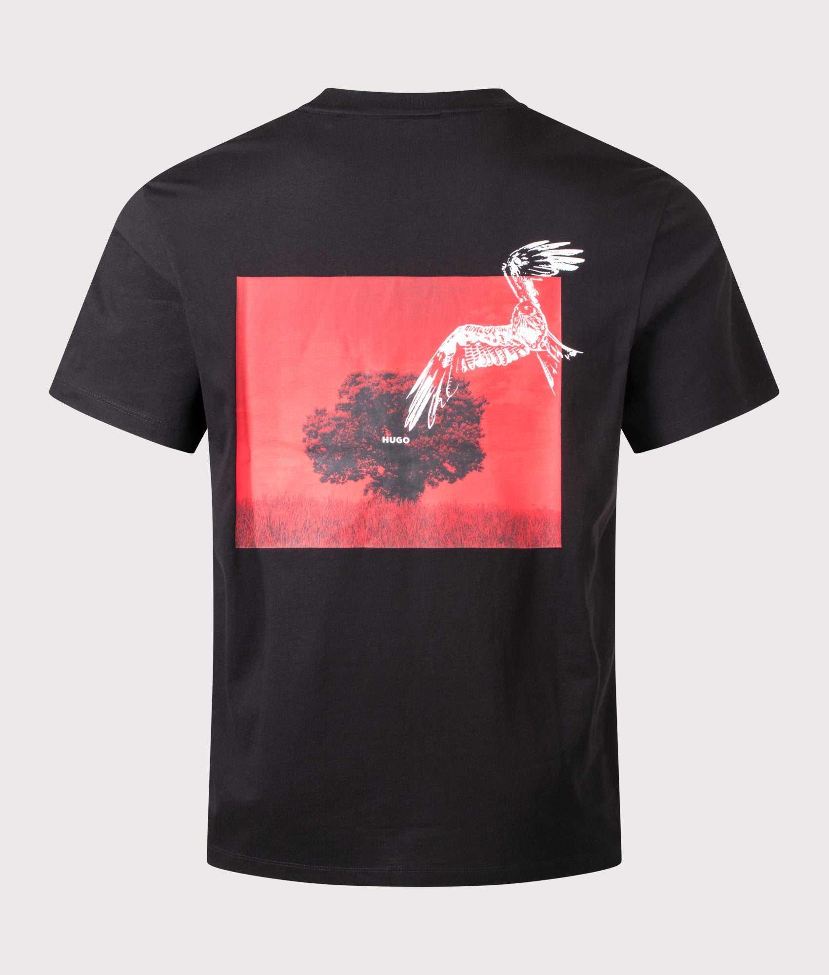 HUGO Relaxed Fit Derlyns T-Shirt in Black at EQVVS Menswear. Back shot.