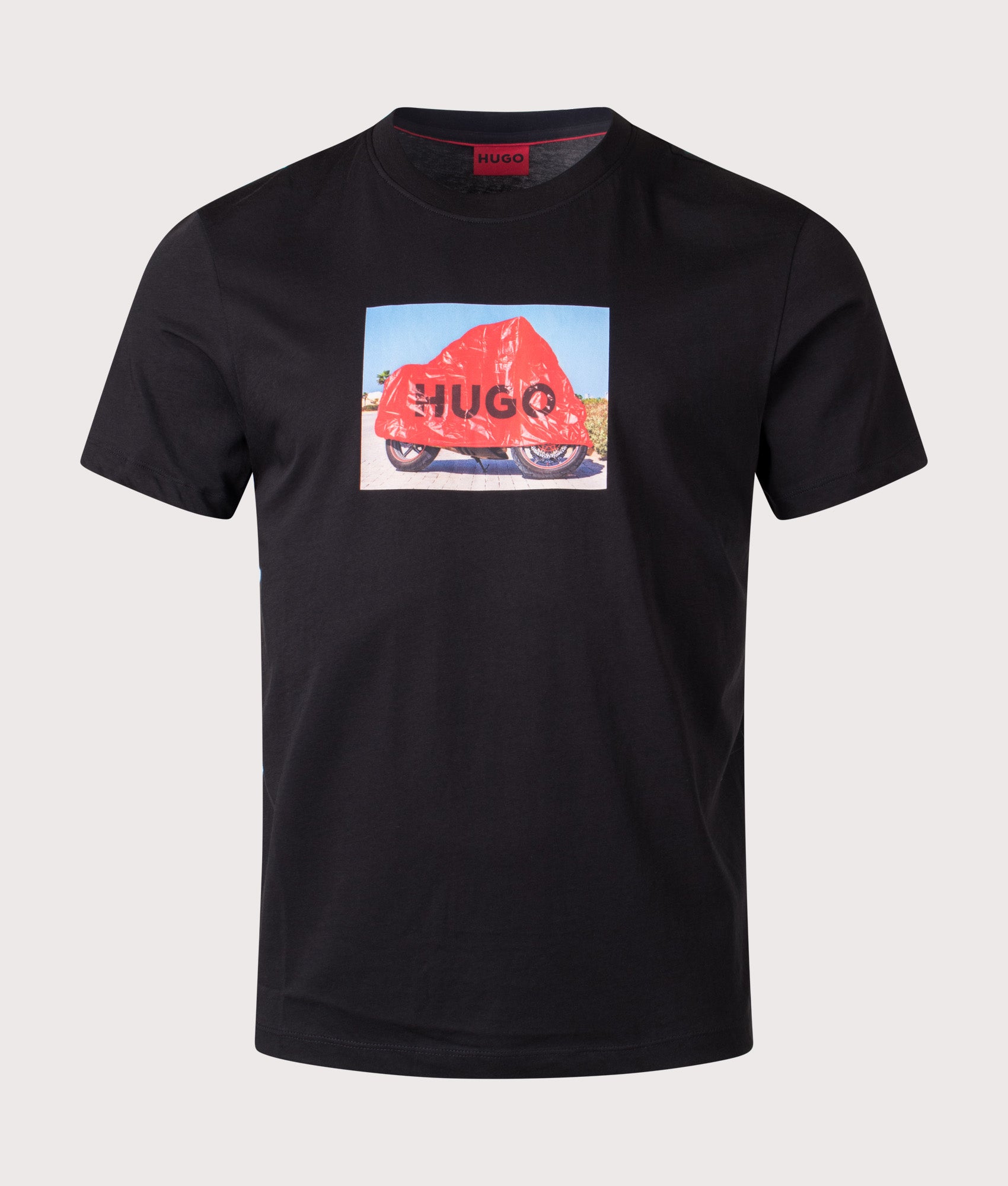 HUGO Dostino T-Shirt in Black at EQVVS Menswear. Front shot.