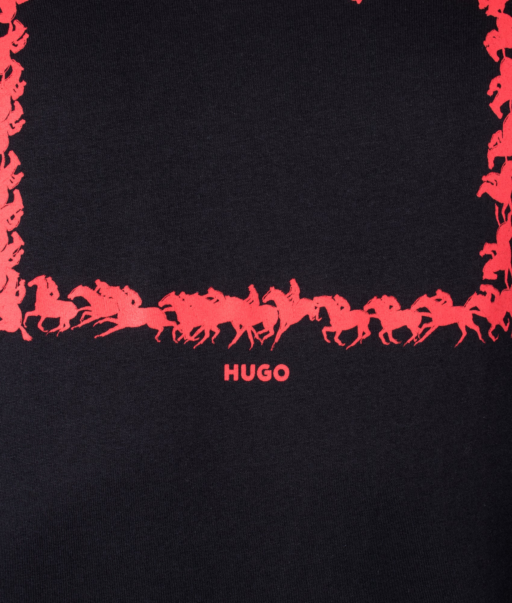 Duhorse T-Shirt in Black by HUGO. Shot by EQVVS. Detail shot.