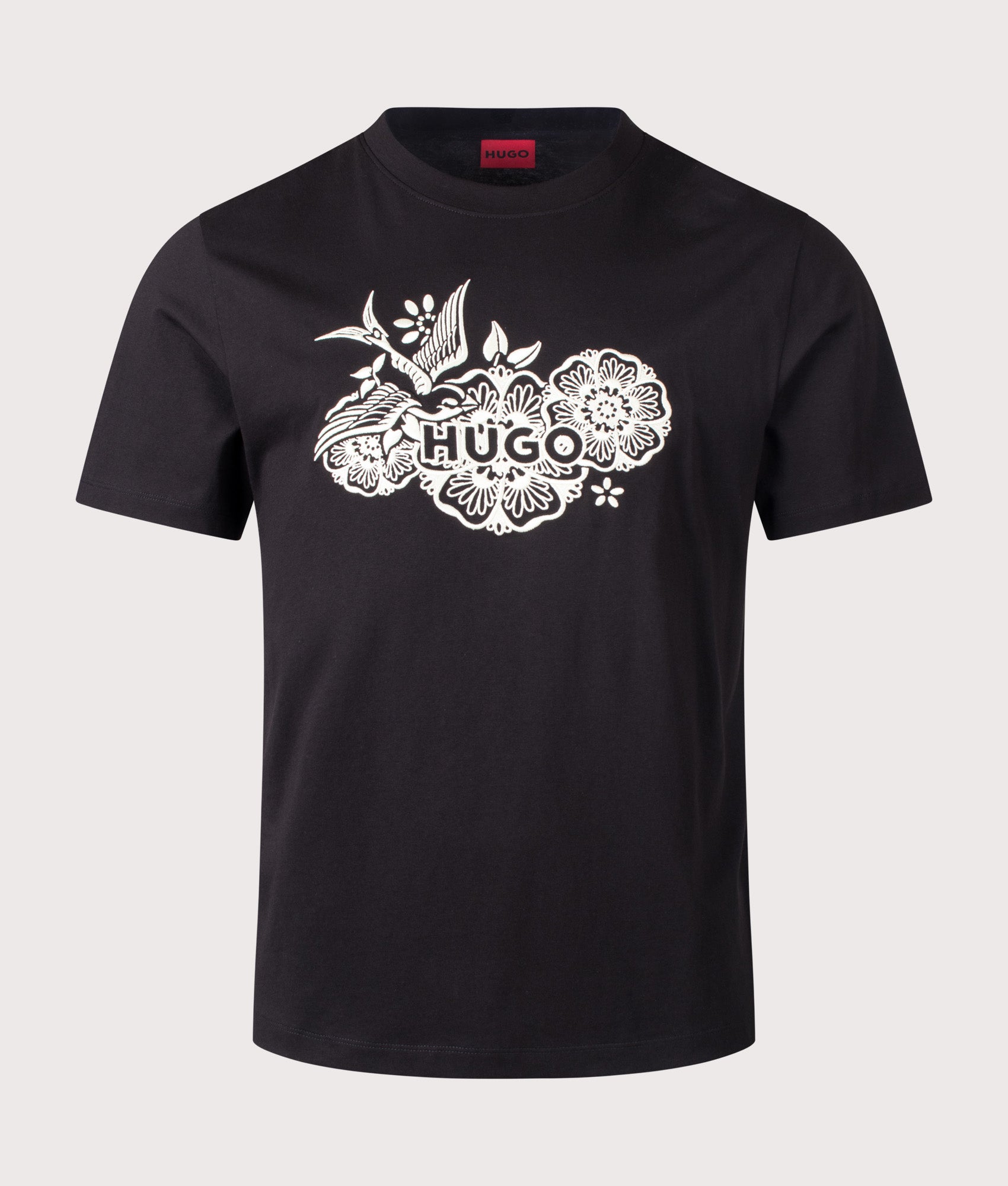 Relaxed Fit Dangen T-Shirt in Black by HUGO. Shot by EQVVS. Front shot.