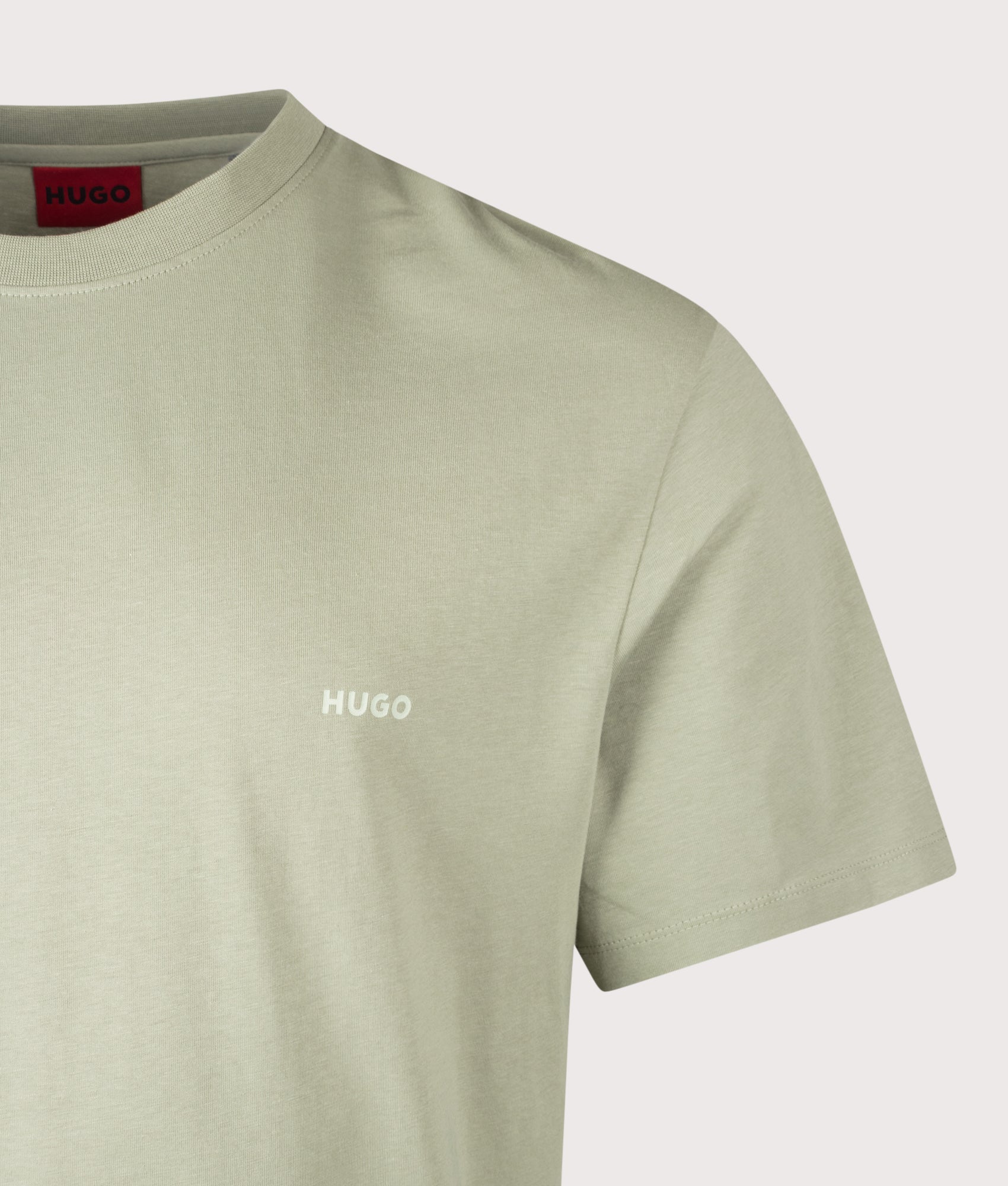 HUGO Relaxed Fit Derlyns T-Shirt in Light/Pastel Green at EQVVS Menswear.  Detail shot.