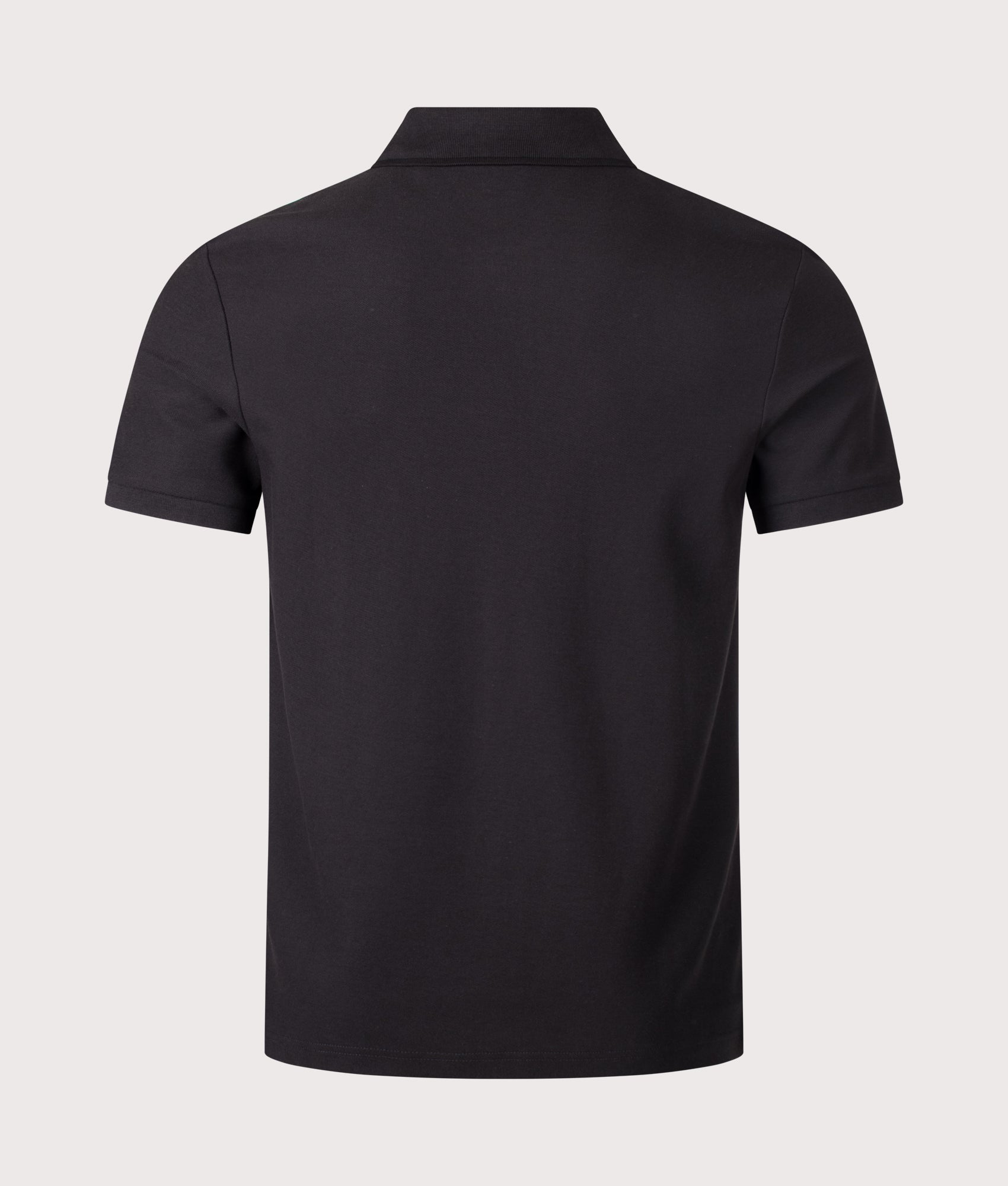 BOSS Phoenix Honeycomb Polo Shirt in Black at EQVVS Menswear. Back shot.