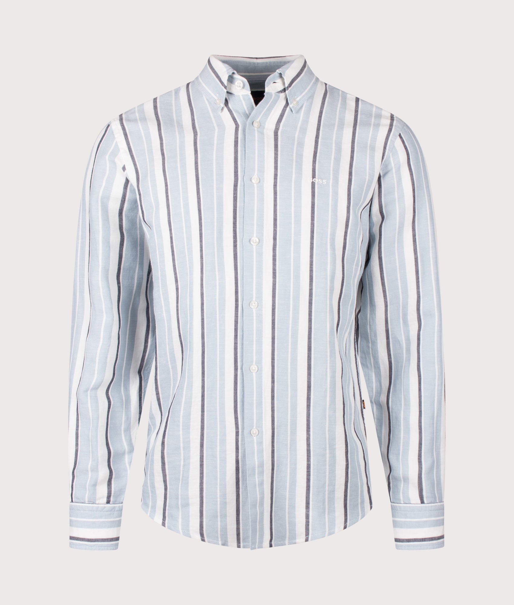 Ricoplus Shirt in Light/Pastel Blue by BOSS. Shot by EQVVS. Front shot.