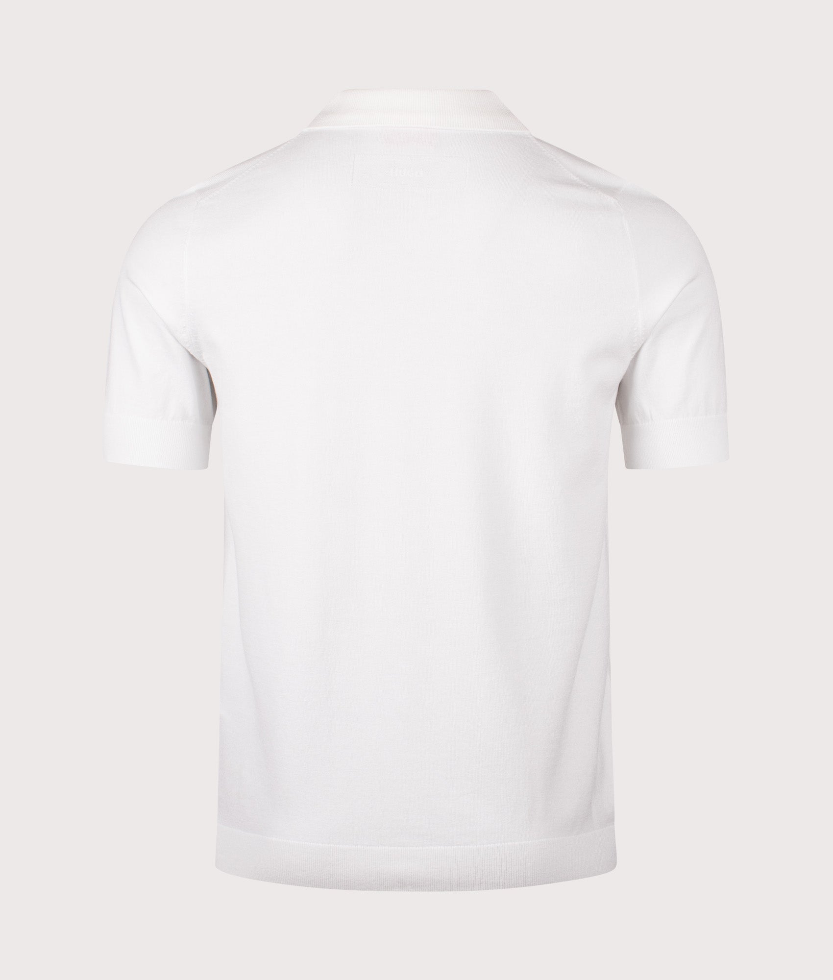 HUGO San Paco Short Sleeve Knitted Shirt in Natural at EQVVS Menswear. Back shot.