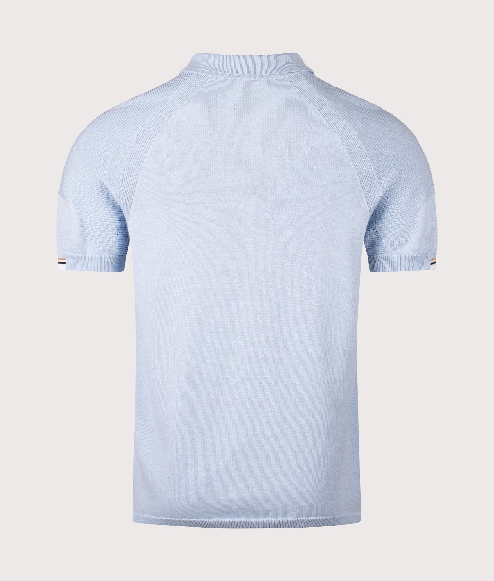 BOSS Perform Polo Shirt in Open blue at EQVVS Menswear. Back shot.