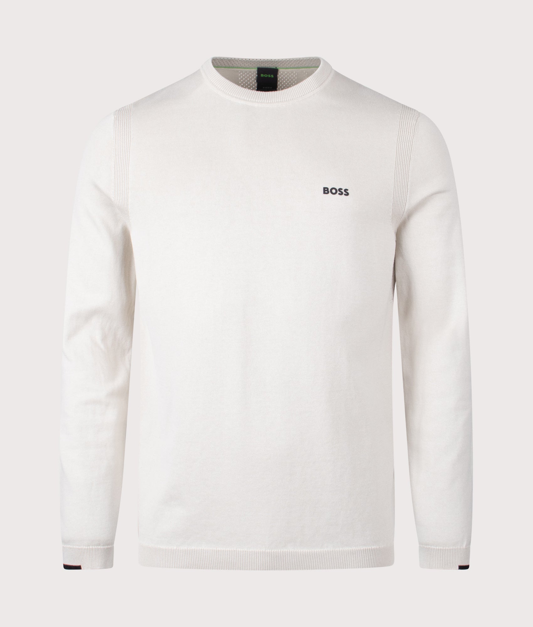 Ever-X Crew Neck Jumper in Light Beige | 100% Cotton | BOSS | EQVVS | Front shot 