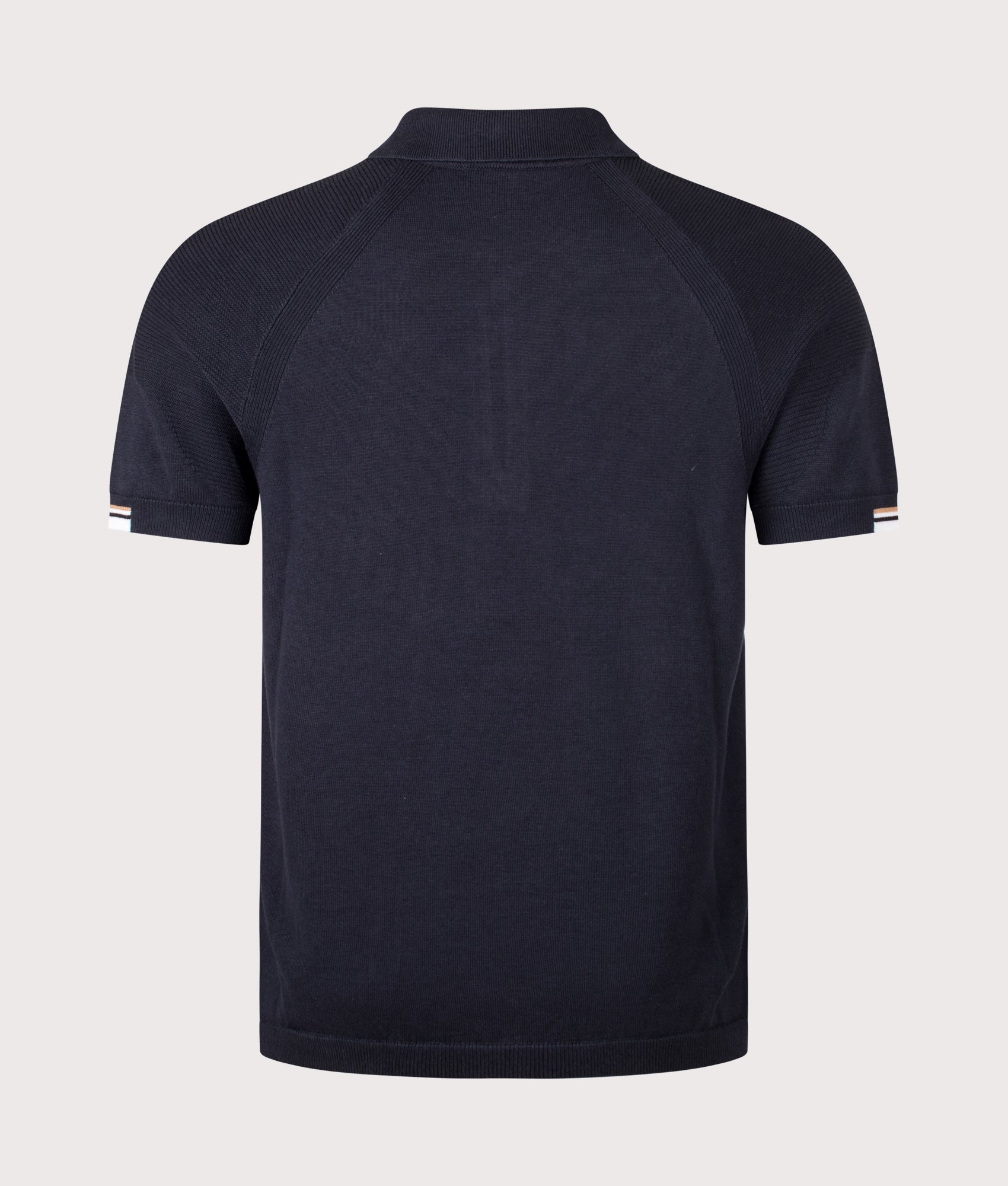 BOSS Perform Polo Shirt in Dark Blue at EQVVS Menswear. Back shot.