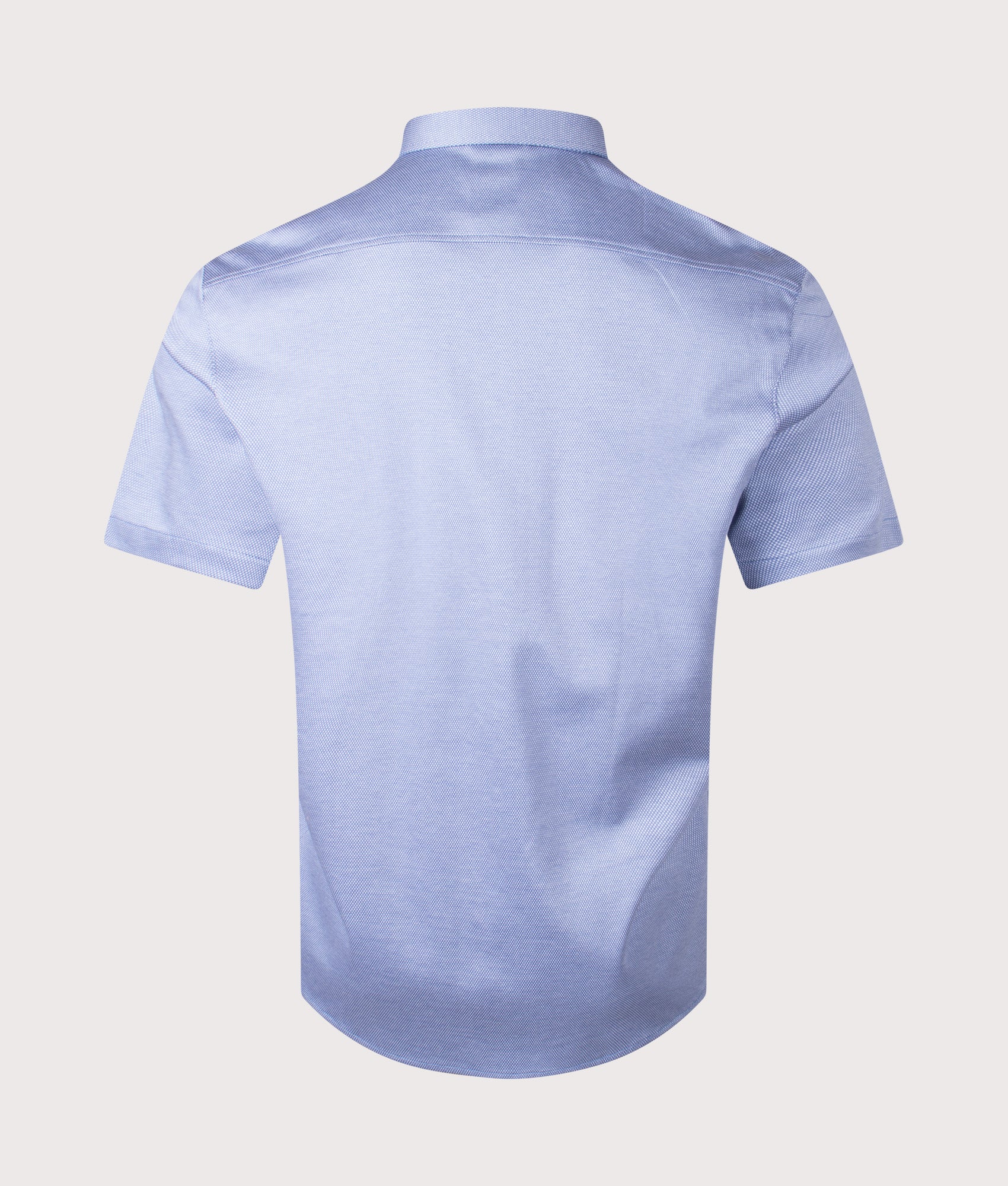 BOSS Short Sleeve Motion Shirt in Light and Pastel Blue at EQVVS Menswear. Back shot.