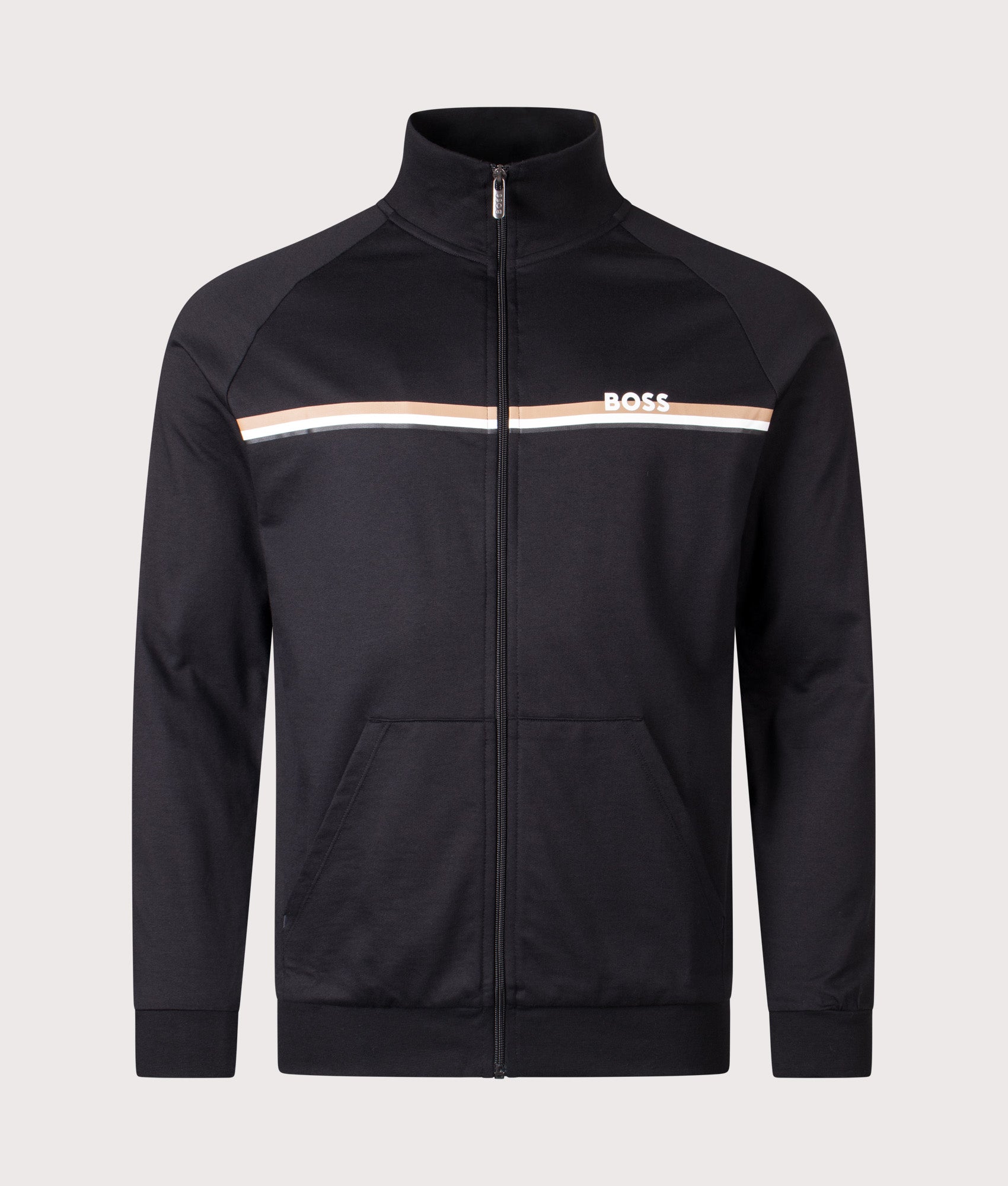 Authentic Zip Track Jacket in Dark Blue | 100% Cotton | BOSS | EQVVS | Front shot 