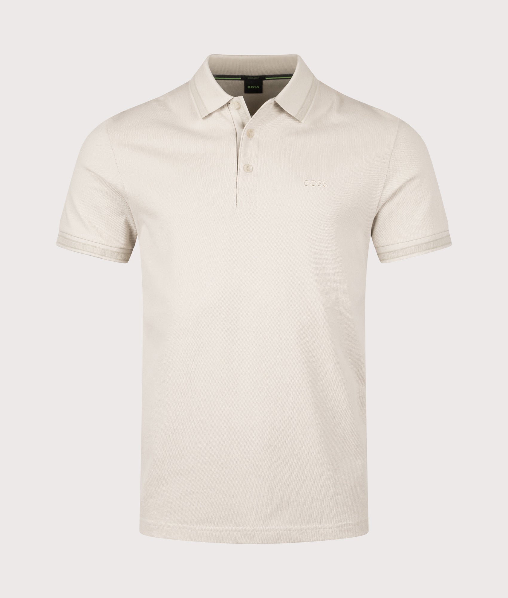 Paddy Polo Shirt in Light Beige | 100% Cotton | BOSS | EQVVS | Front shot 
