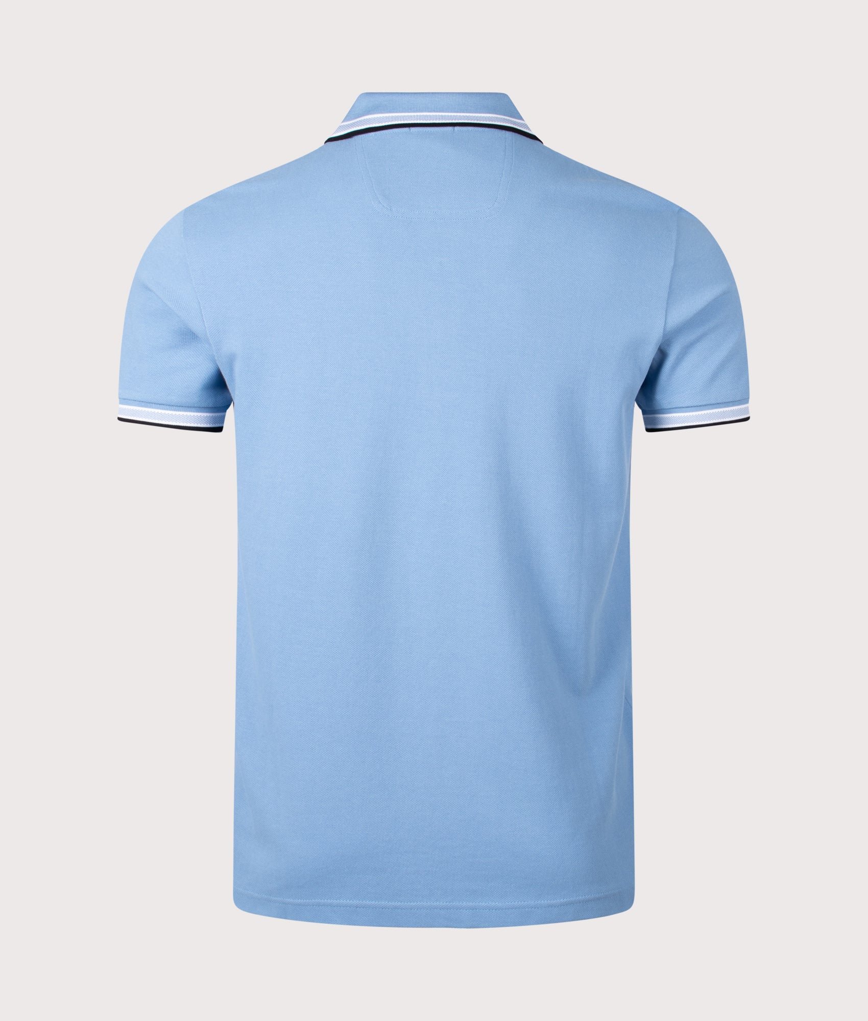 BOSS Paddy Polo Shirt in Open Blue at EQVVS Menswear. Back shot.