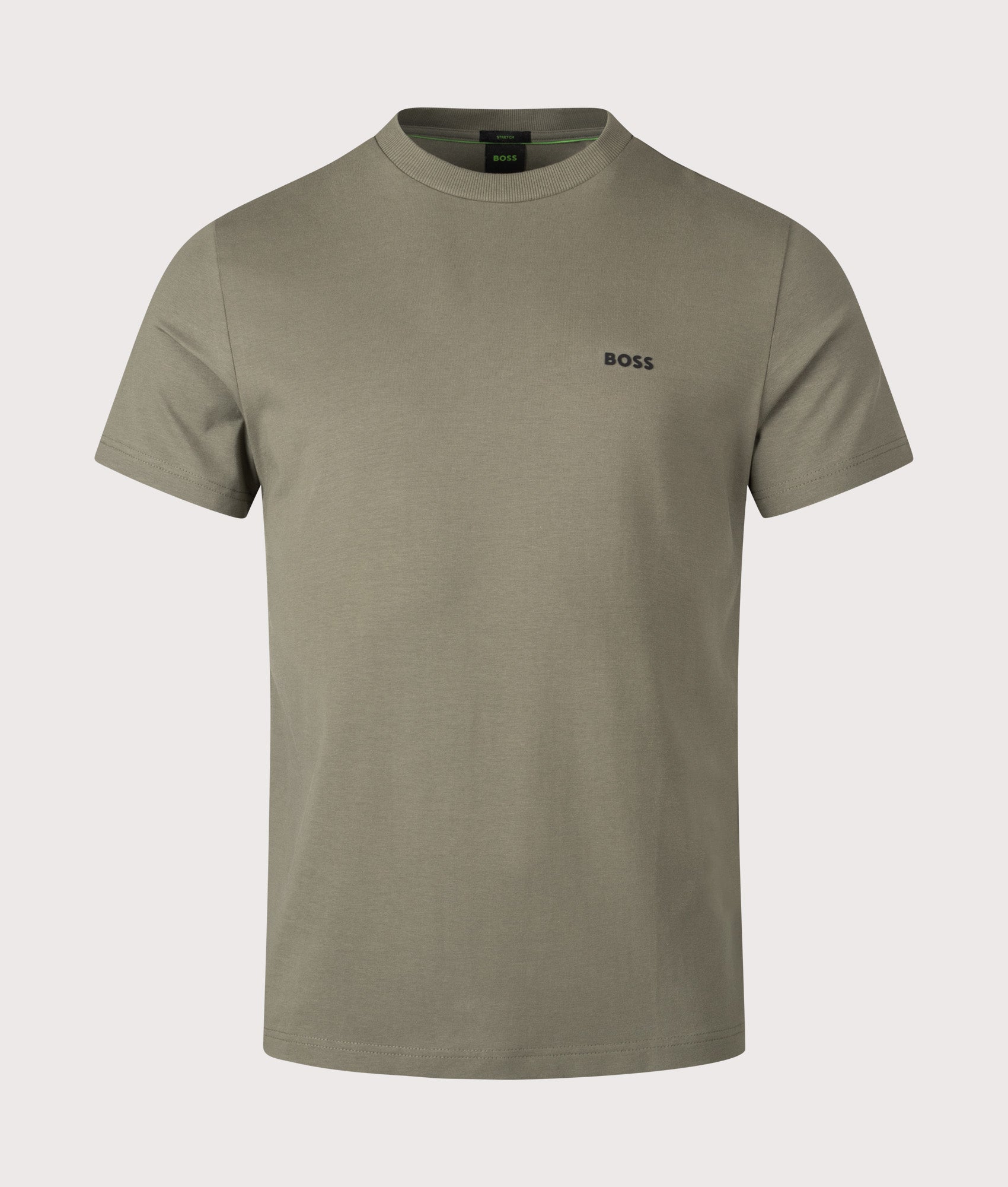 Crew Neck T-Shirt in Dark Beige | BOSS | EQVVS | Front shot 