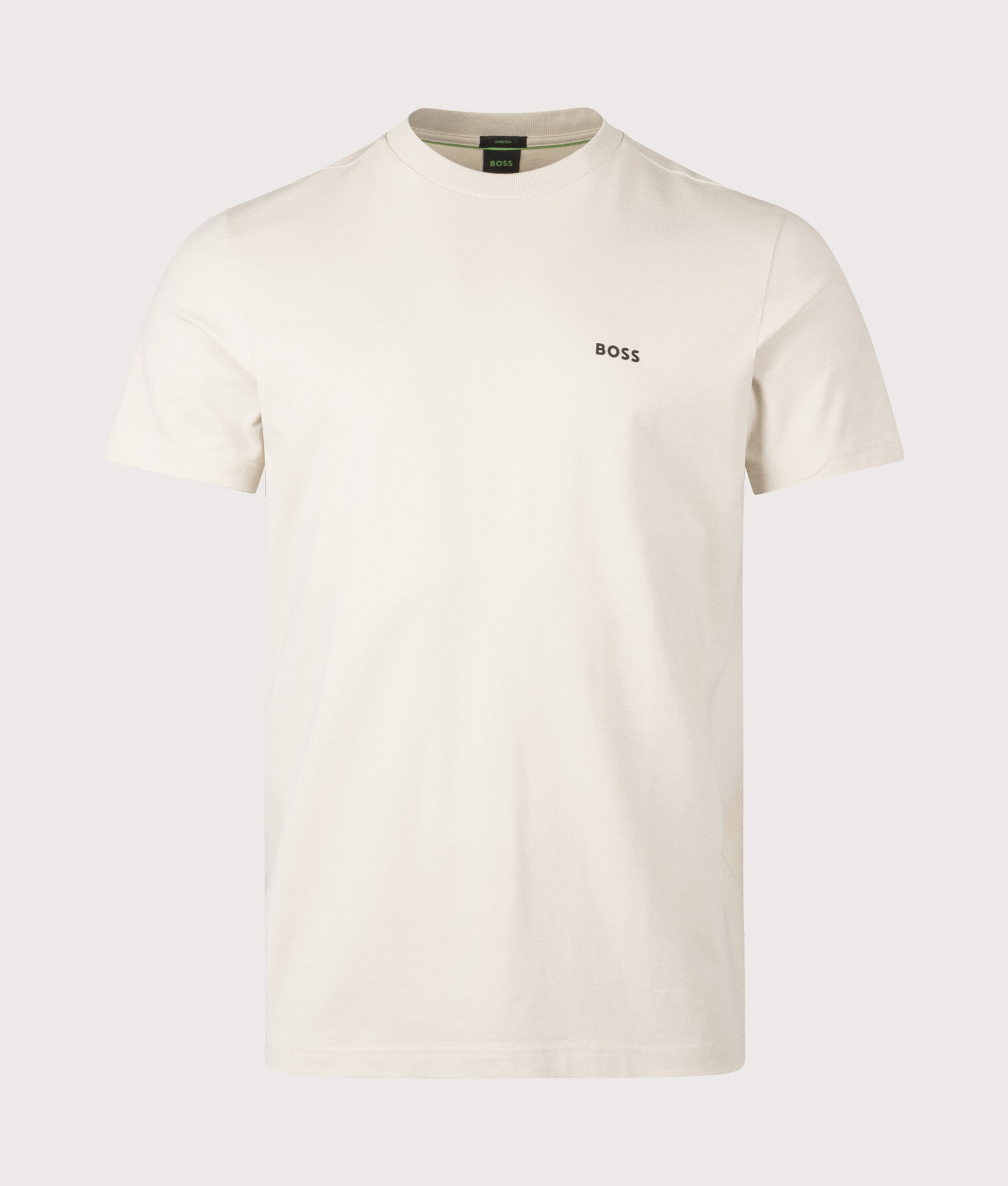 Crew Neck T-Shirt in Light Beige | 100% Cotton | BOSS | EQVVS | Front shot 