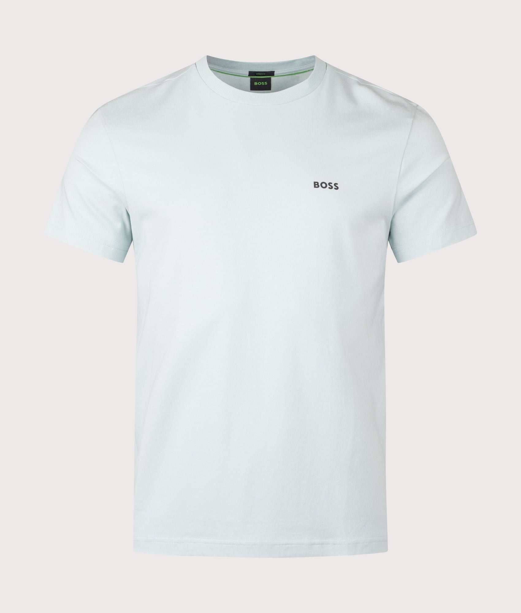 BOSS Crew Neck Tee T-Shirt in Turquoise/Aqua at EQVVS Menswear. Front shot.