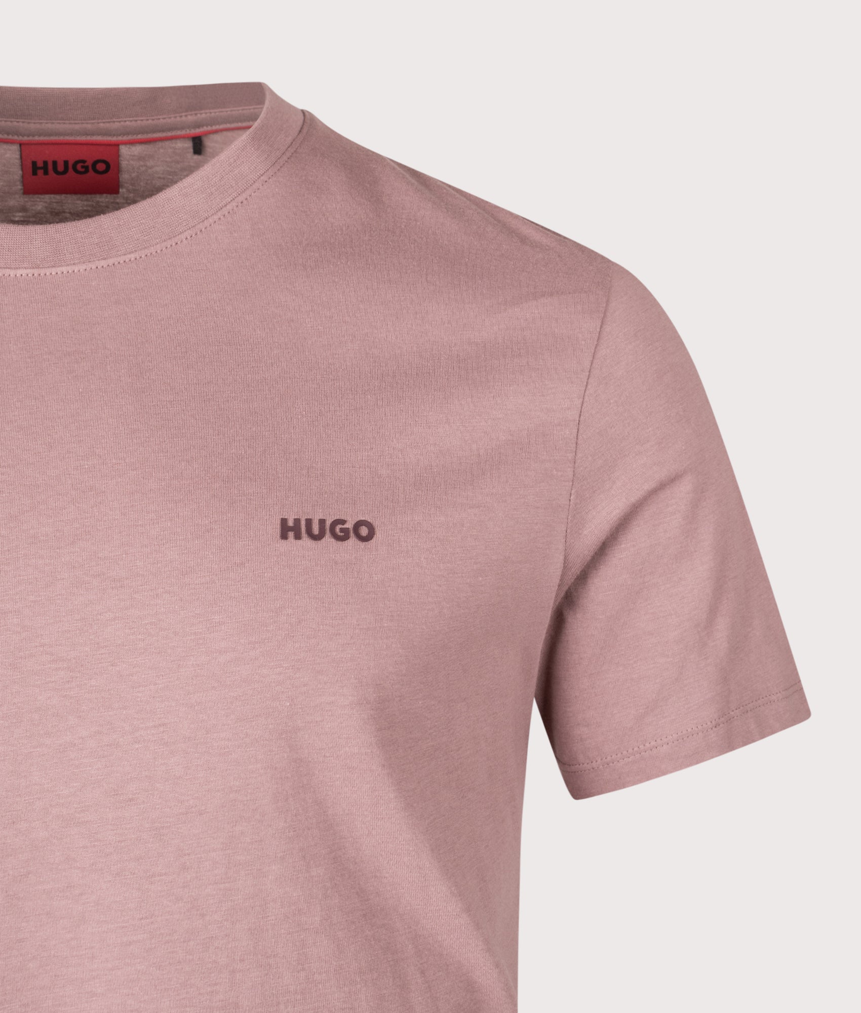 HUGO Dero222 T-Shirt in Light/Pastel Brown at EQVVS Menswear. Detail shot.