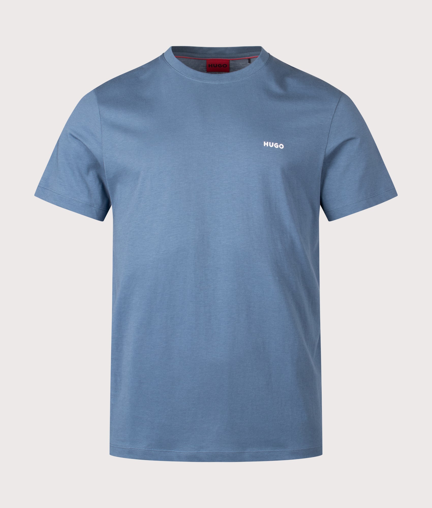 HUGO Dero222 T-Shirt in Open Blue at EQVVS Menswear. Front shot. 