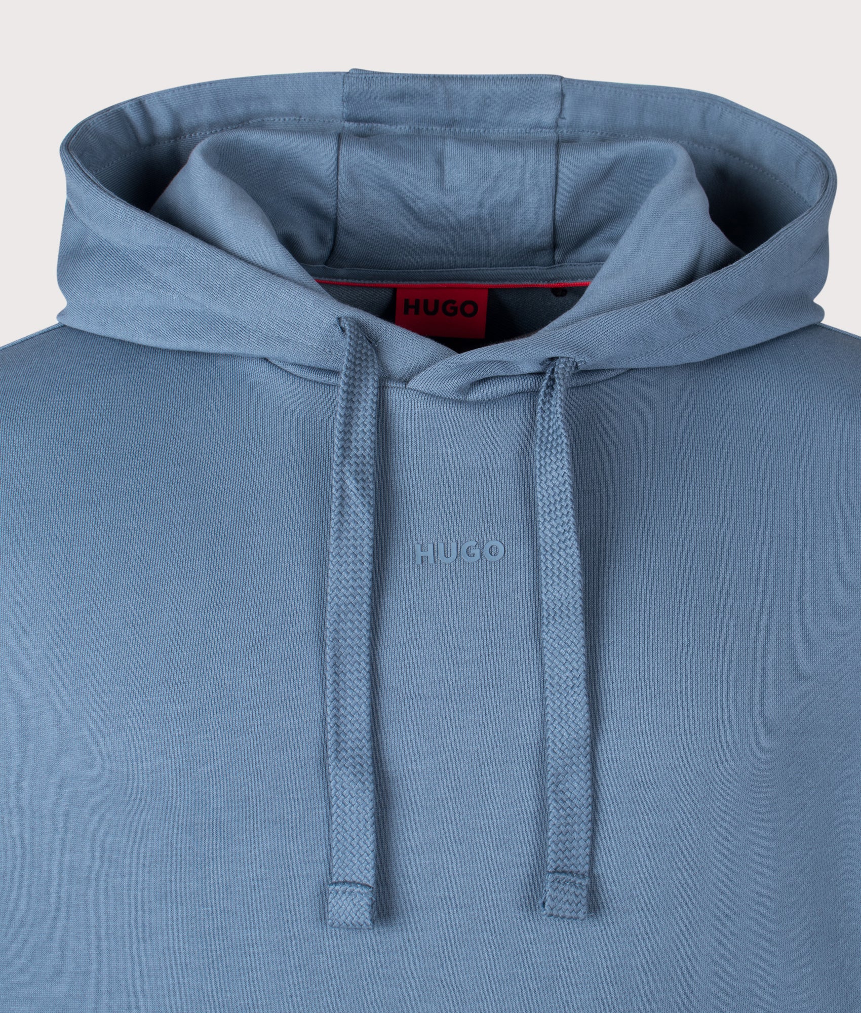 Dapo Hoodie in Open Blue | 100% Cotton | HUGO | EQVVS | Front detail shot 