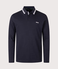Regular Fit Plisy Long Sleeve Polo Shirt: 402 Dark Blue 