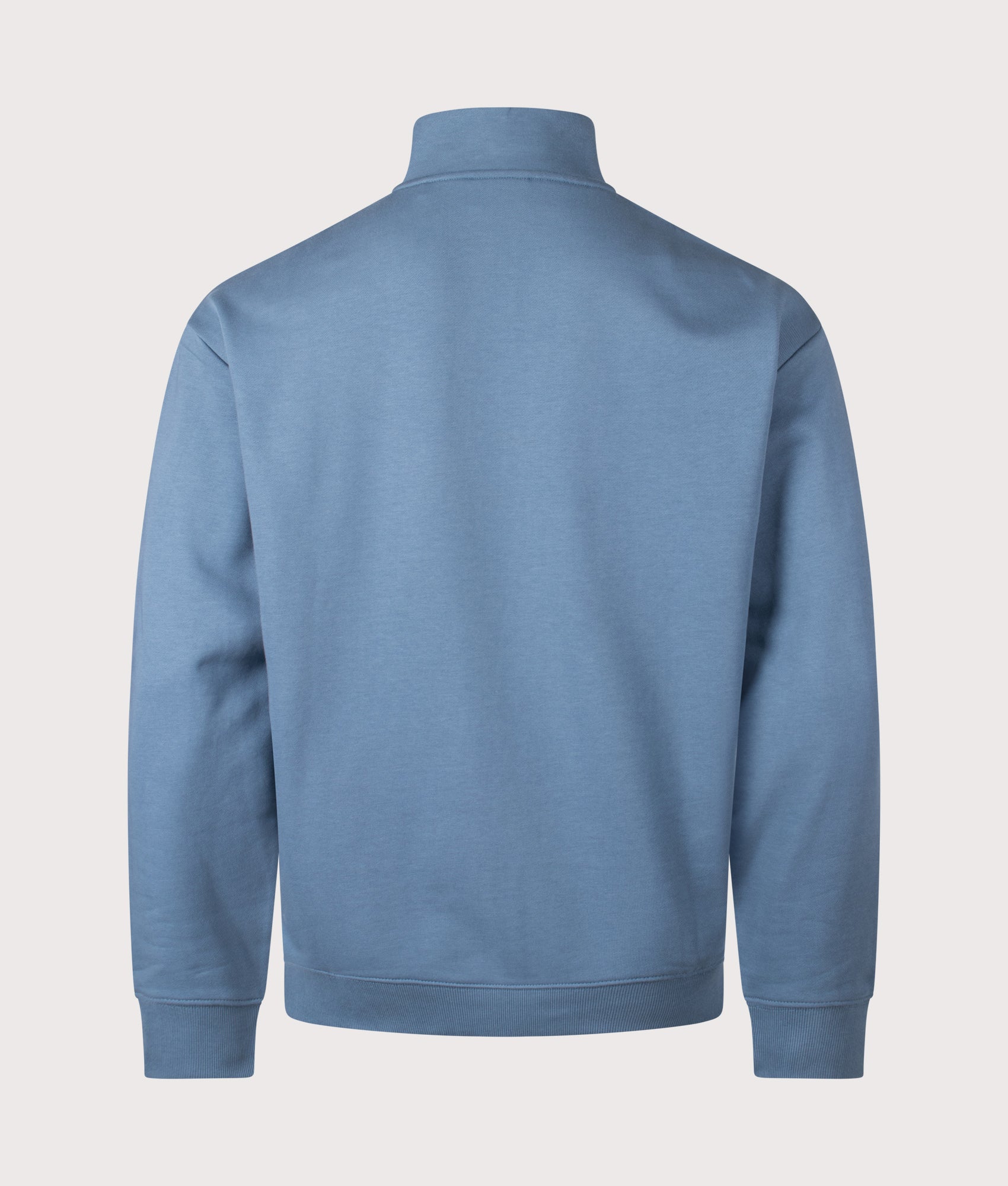 HUGO Relaxed fit Durty244 Quarter Zip Sweatshirt in Open Blue at EQVVS Menswear. Back shot.