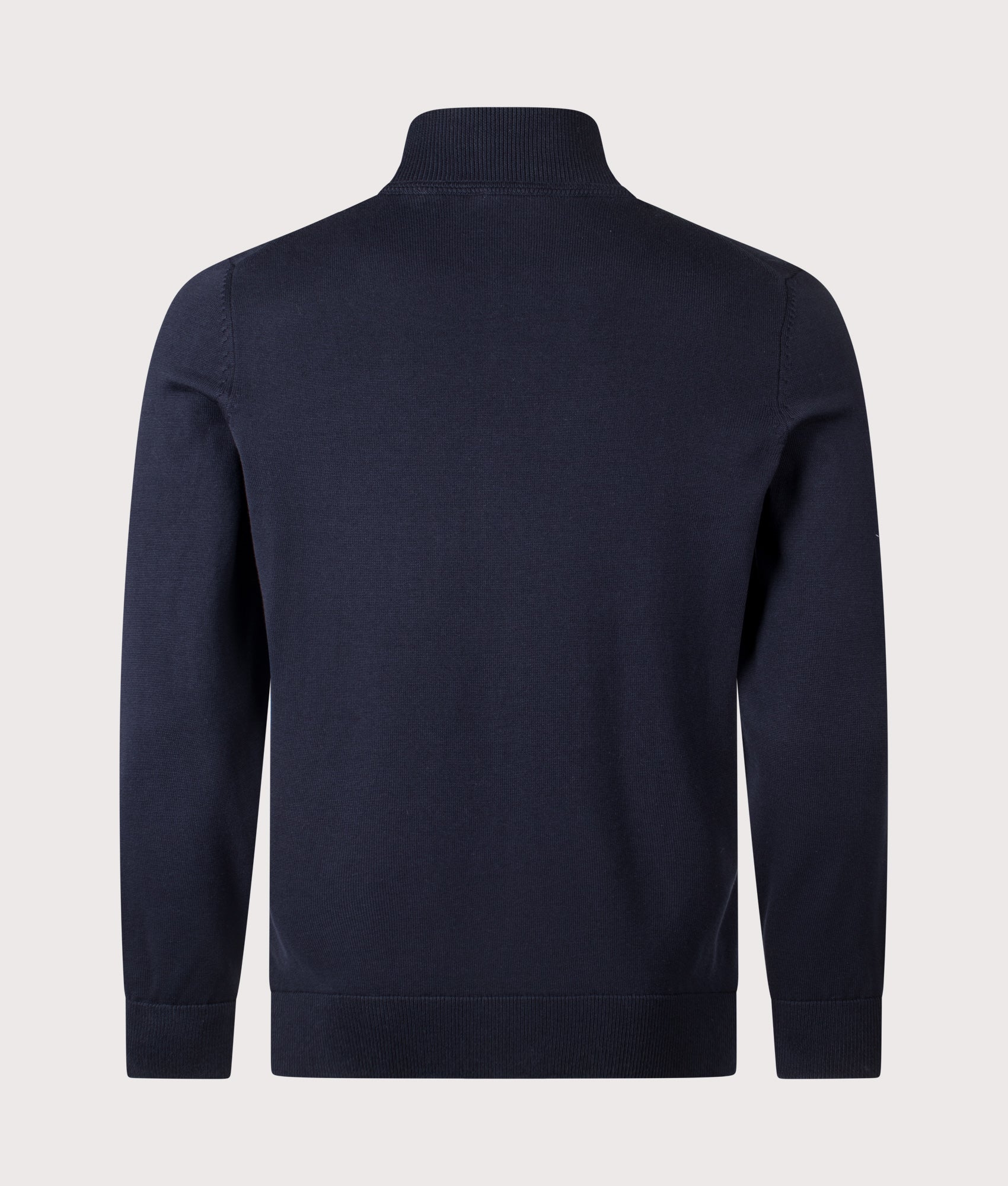 Slim Fit Zip Through San Jacomo-C Knit in Navy | 100% Cotton | HUGO | EQVVS | Back shot 