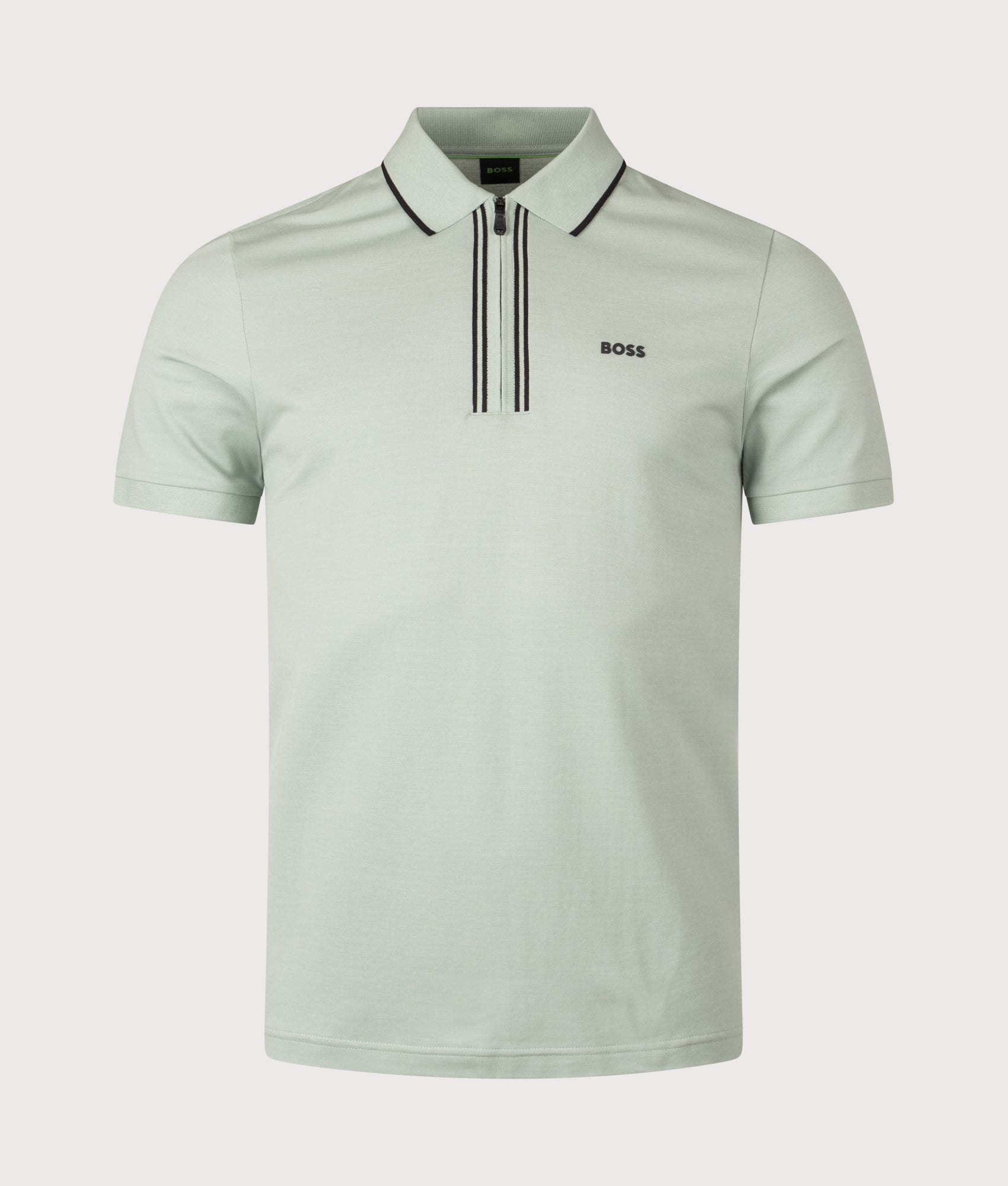BOSS Philix Polo Shirt in Turquoise/Aqua at EQVVS Menswear. Front shot.