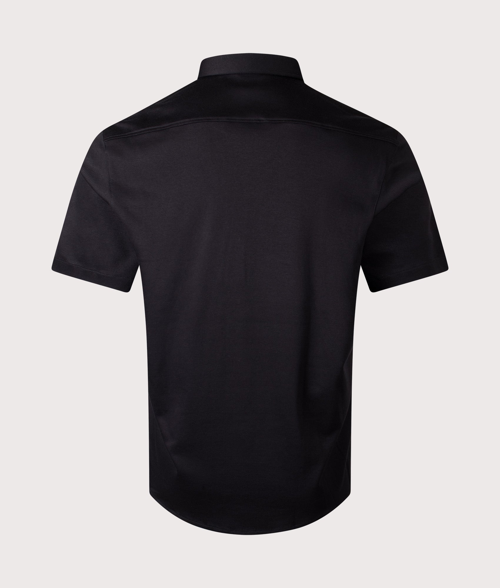 BOSS Short Sleeve Motion Shirt in Black at EQVVS Menswear. Back shot.