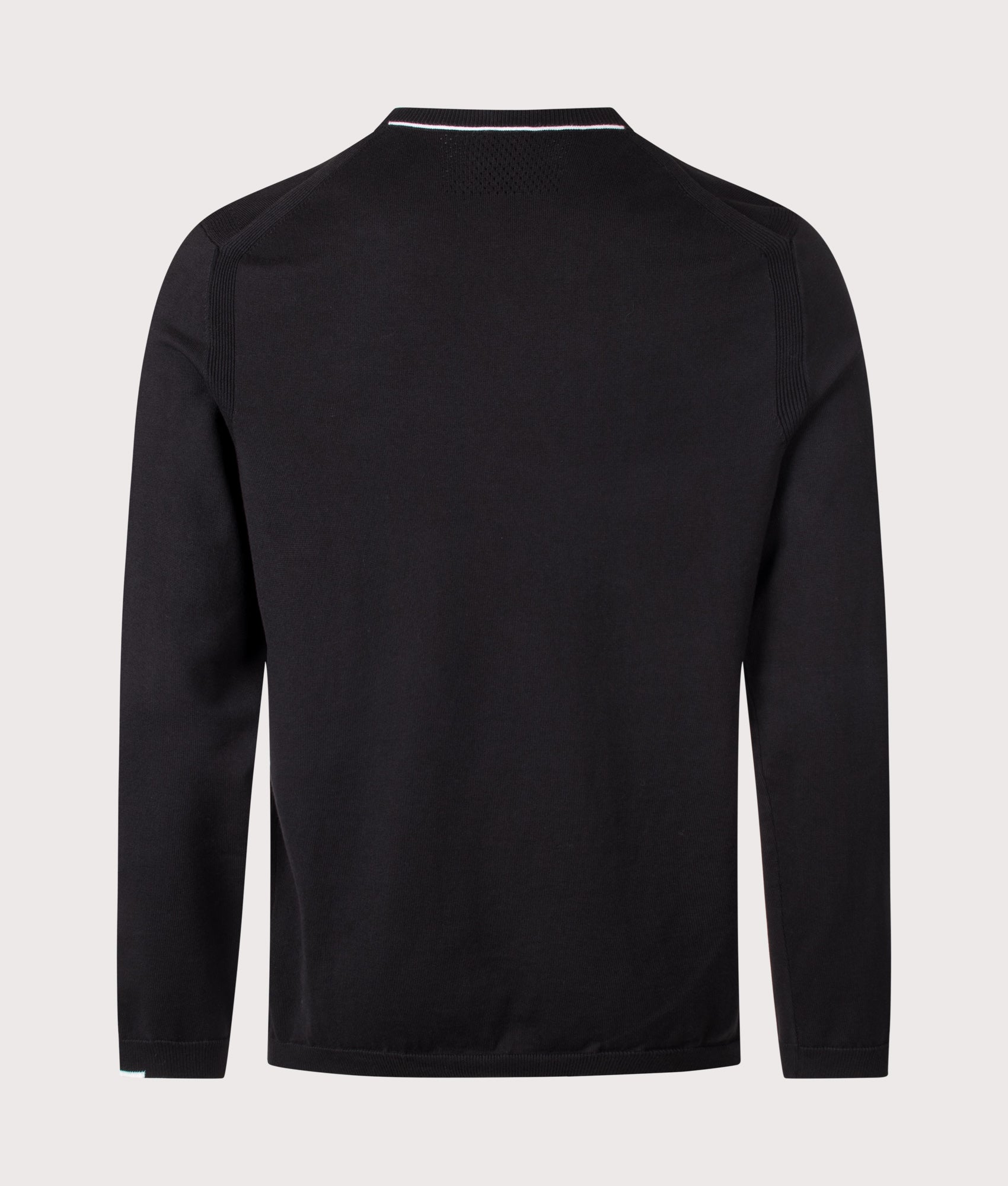 BOSS Regular Fit Ever-X Crew Neck Knitted Jumper in Black at EQVVS Menswear. Back shot.