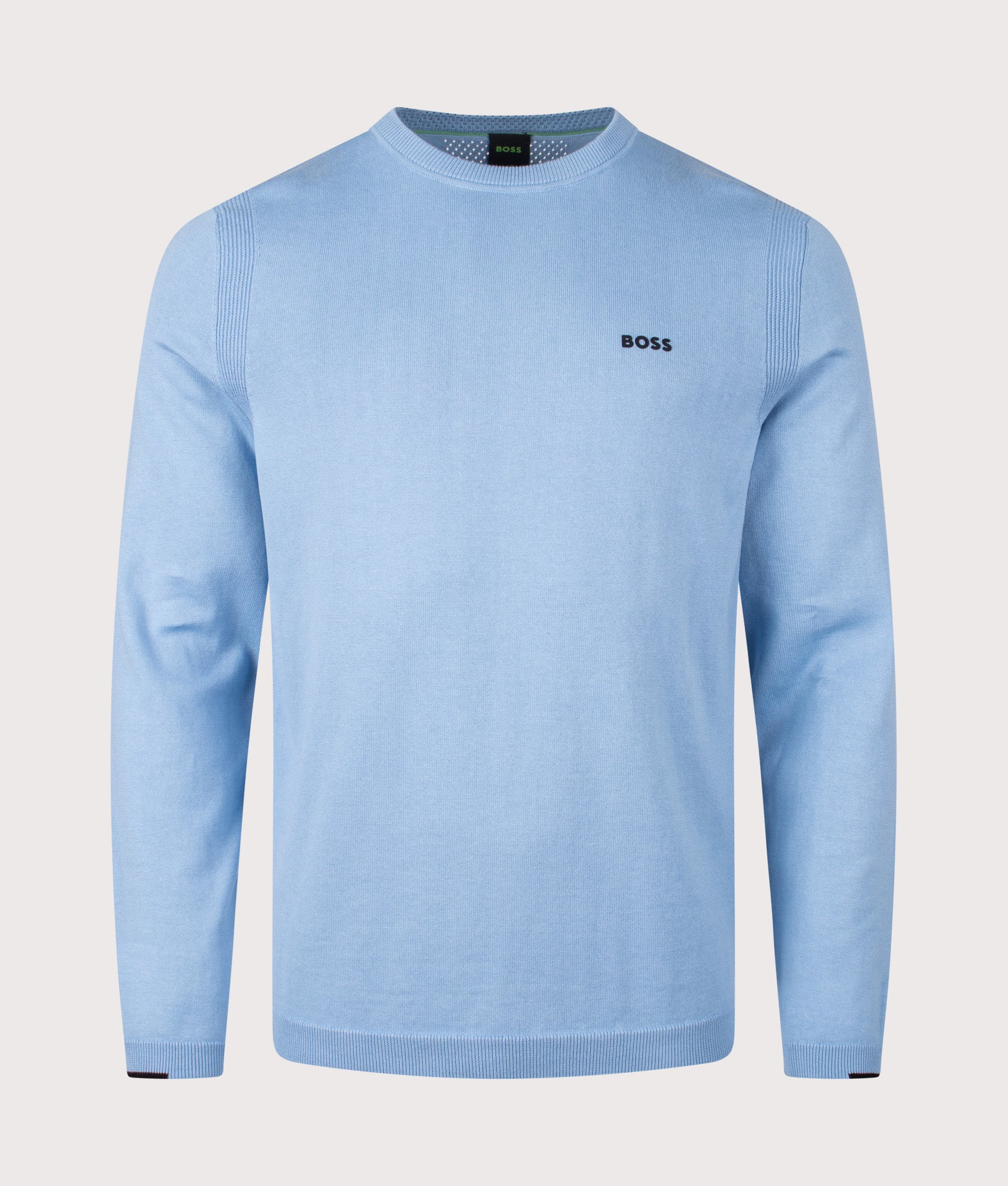 Ever-X Crew Neck Jumper in Open Blue | 100% Cotton | BOSS | EQVVS | Front shot 