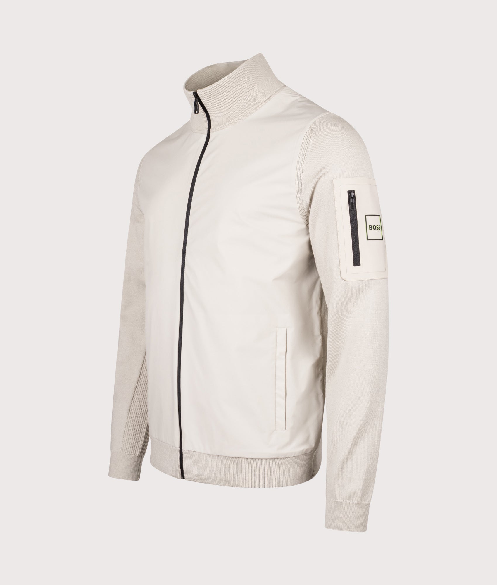 Momentum-X Track Top in Light Beige | BOSS | EQVVS | Front angle shot 