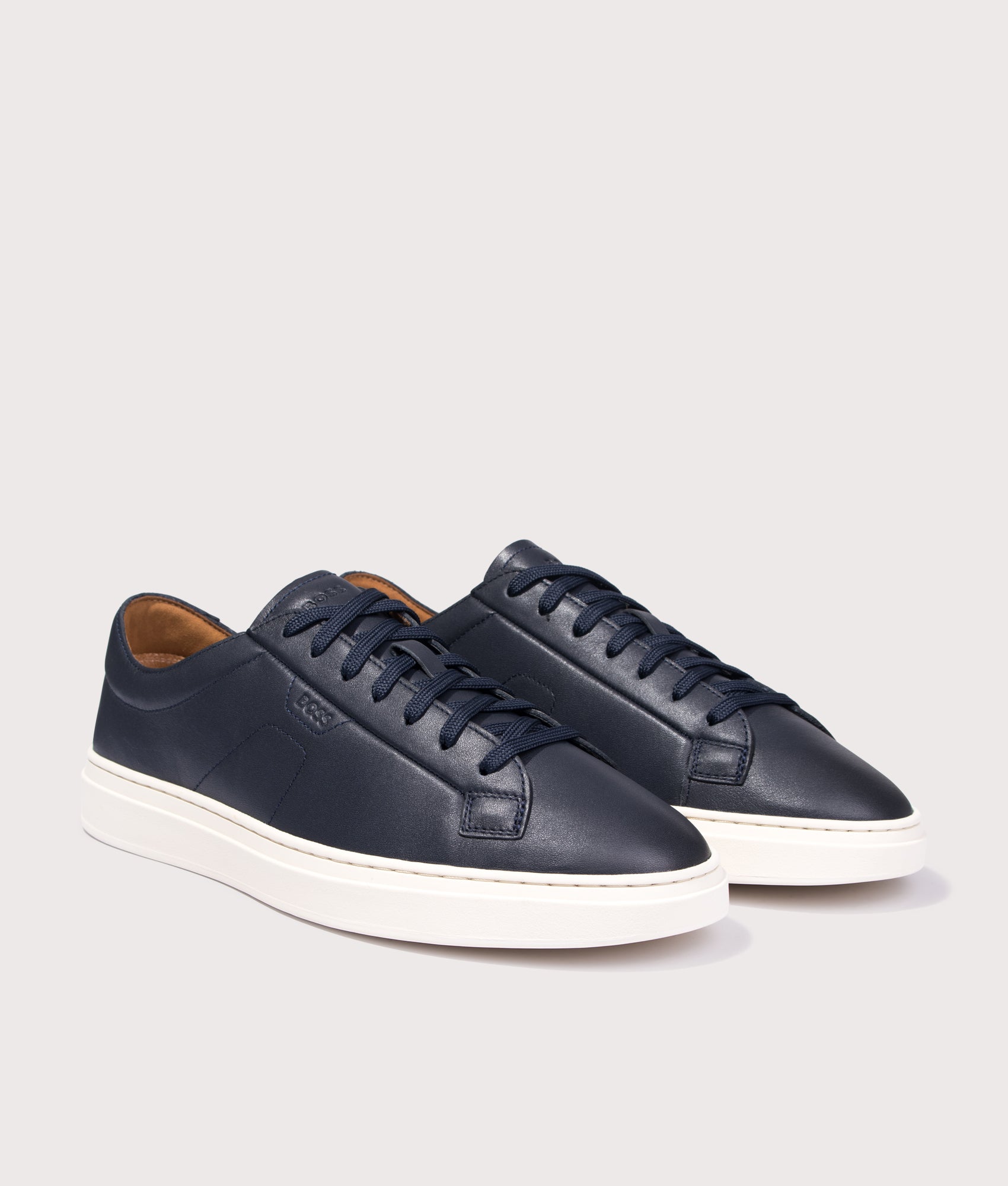 Kieran Tenn Trainers in Dark Blue | BOSS | EQVVS | Front angle shot 