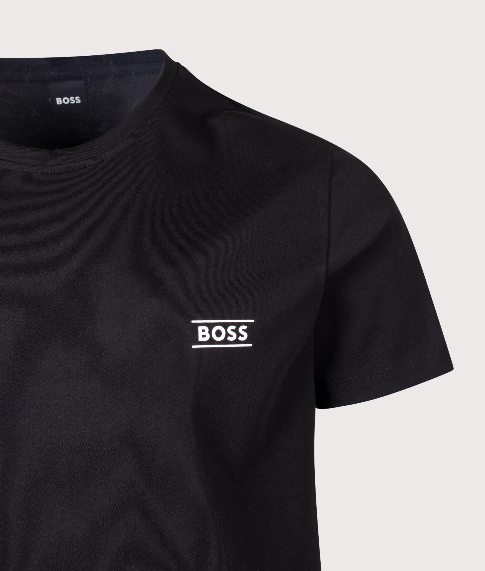 BOSS 365 RN T-Shirt in Black at EQVVS Menswear. Detail shot.