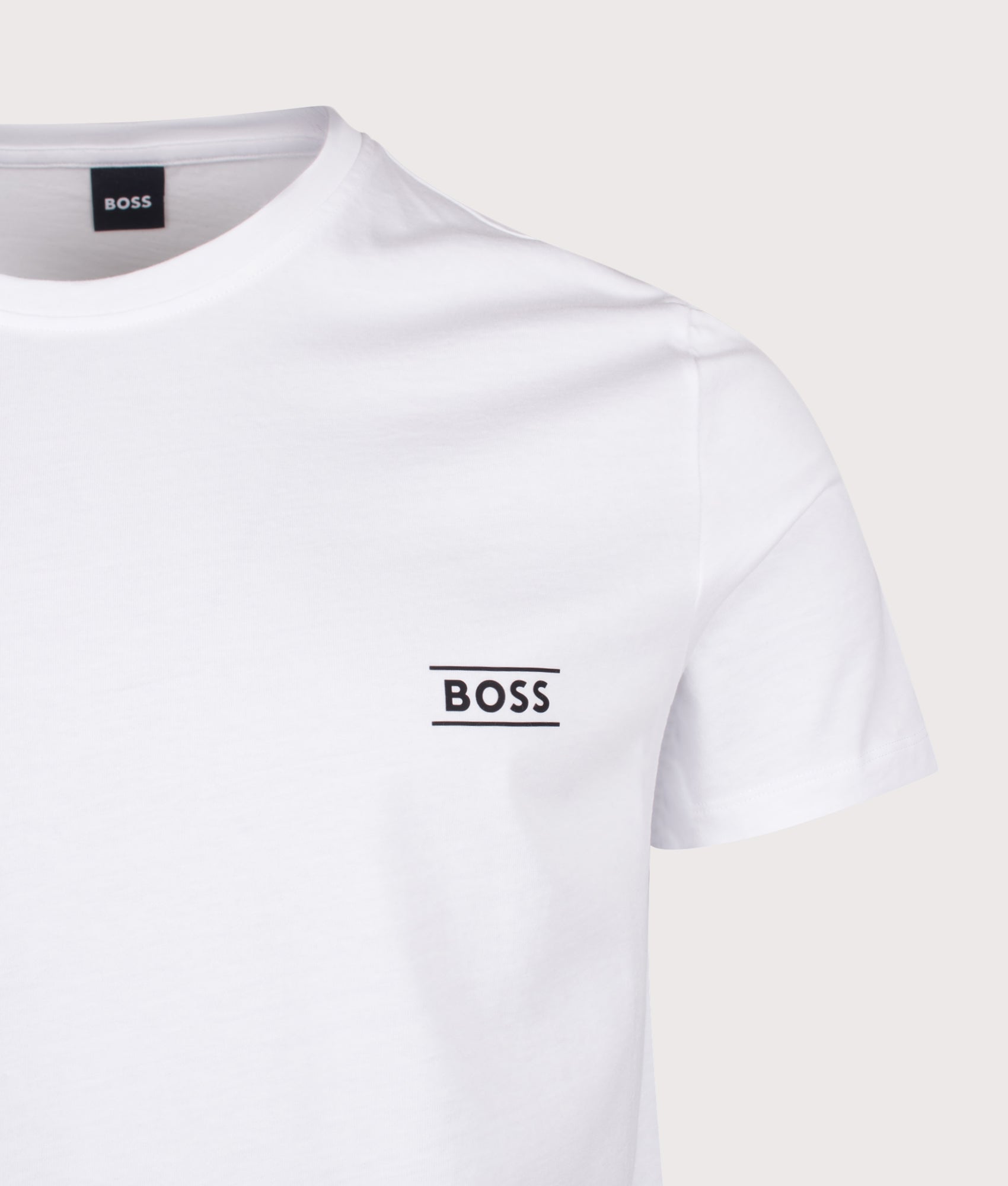 BOSS 365 RN T-Shirt in White at EQVVS Menswear. Detail shot.