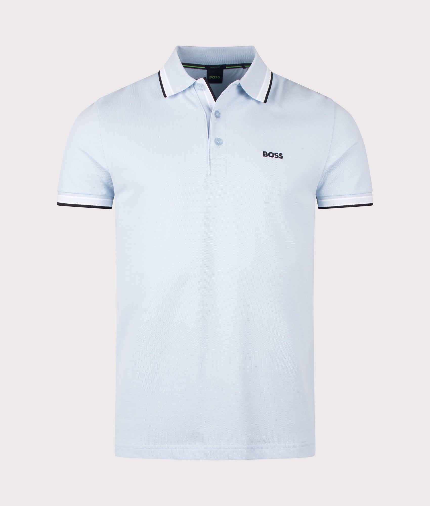 Paddy Polo Shirt in Open Blue by BOSS. Shot by EQVVS. Front shot.
