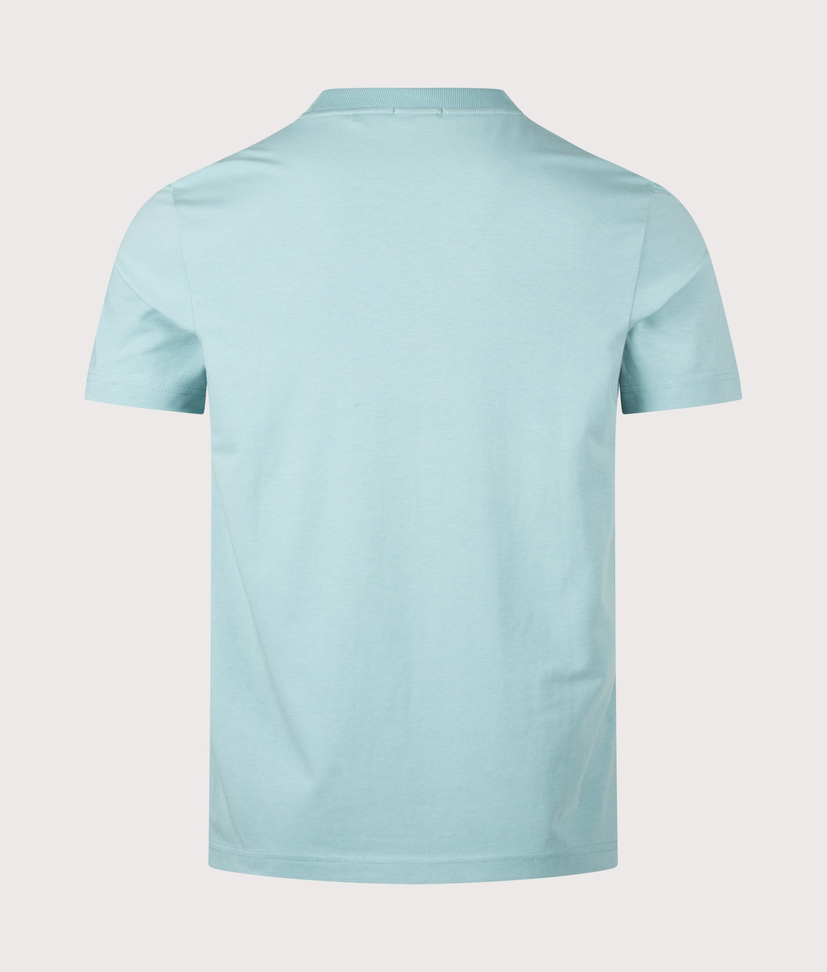 Crew Neck Tee T-Shirt in Turquoise/Aqua by BOSS. Shot by EQVVS. Back shot.
