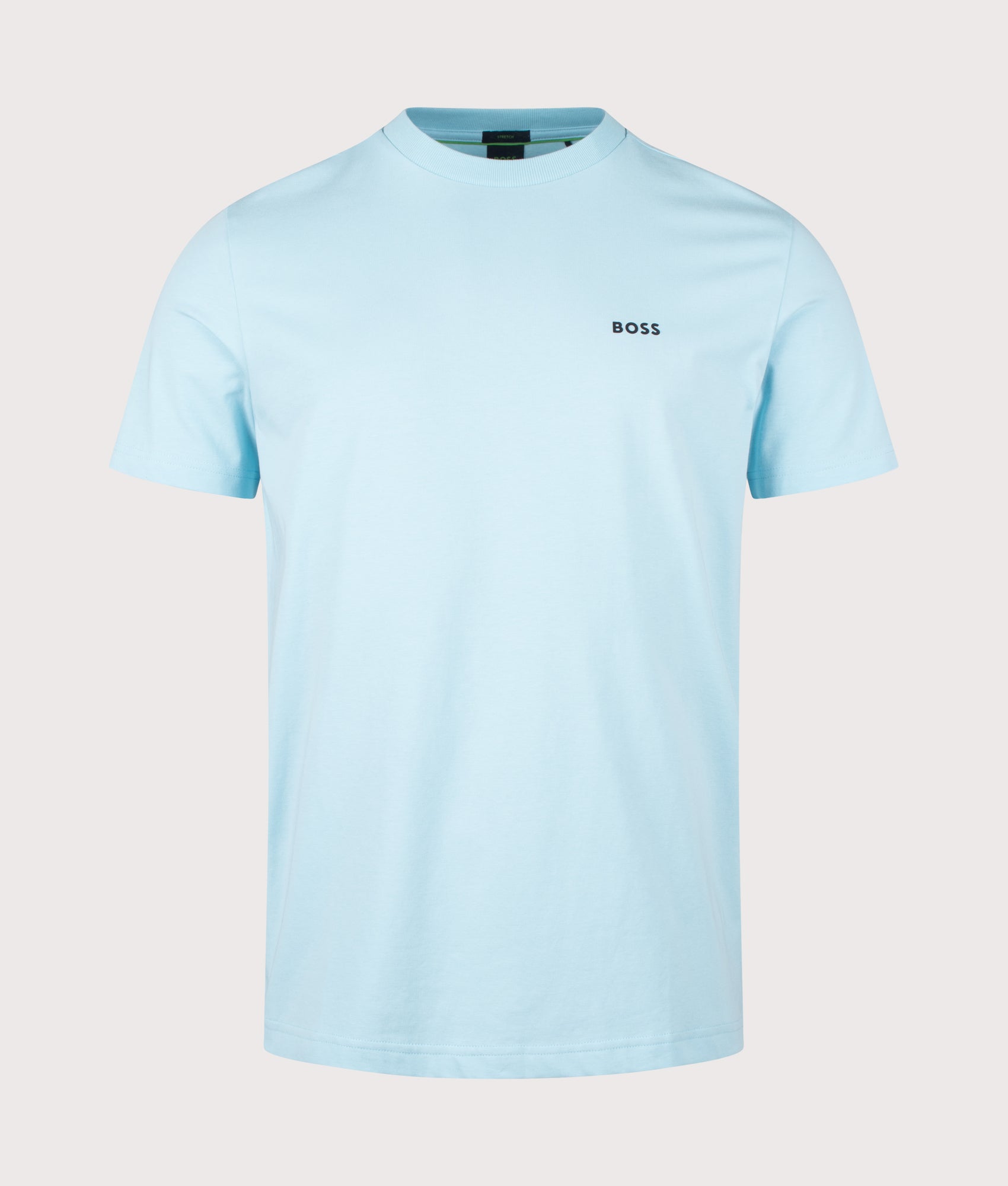 BOSS Crew Neck Tee T-Shirt in Light/Pastel Blue at EQVVS Menswear. Front shot. 