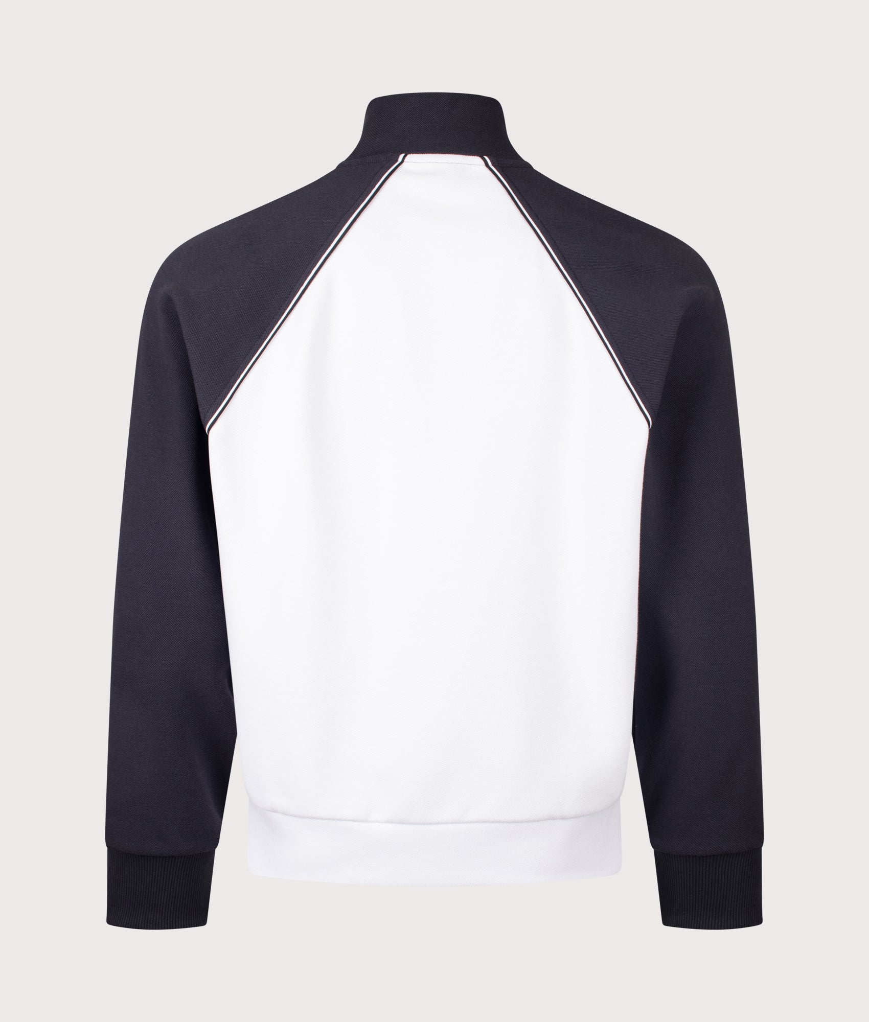 Join Skaz Track Top in White by BOSS. Shot by EQVVS. Back shot.