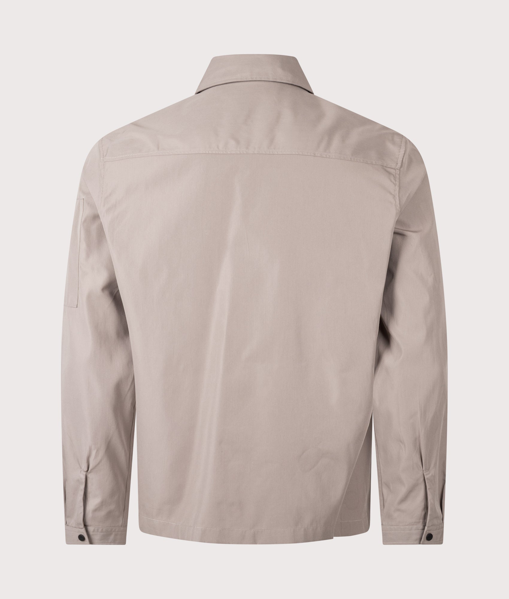 HUGO Zip Through Emmond Overshirt in Light/Pastel Brown at EQVVS Menswear. Back shot.